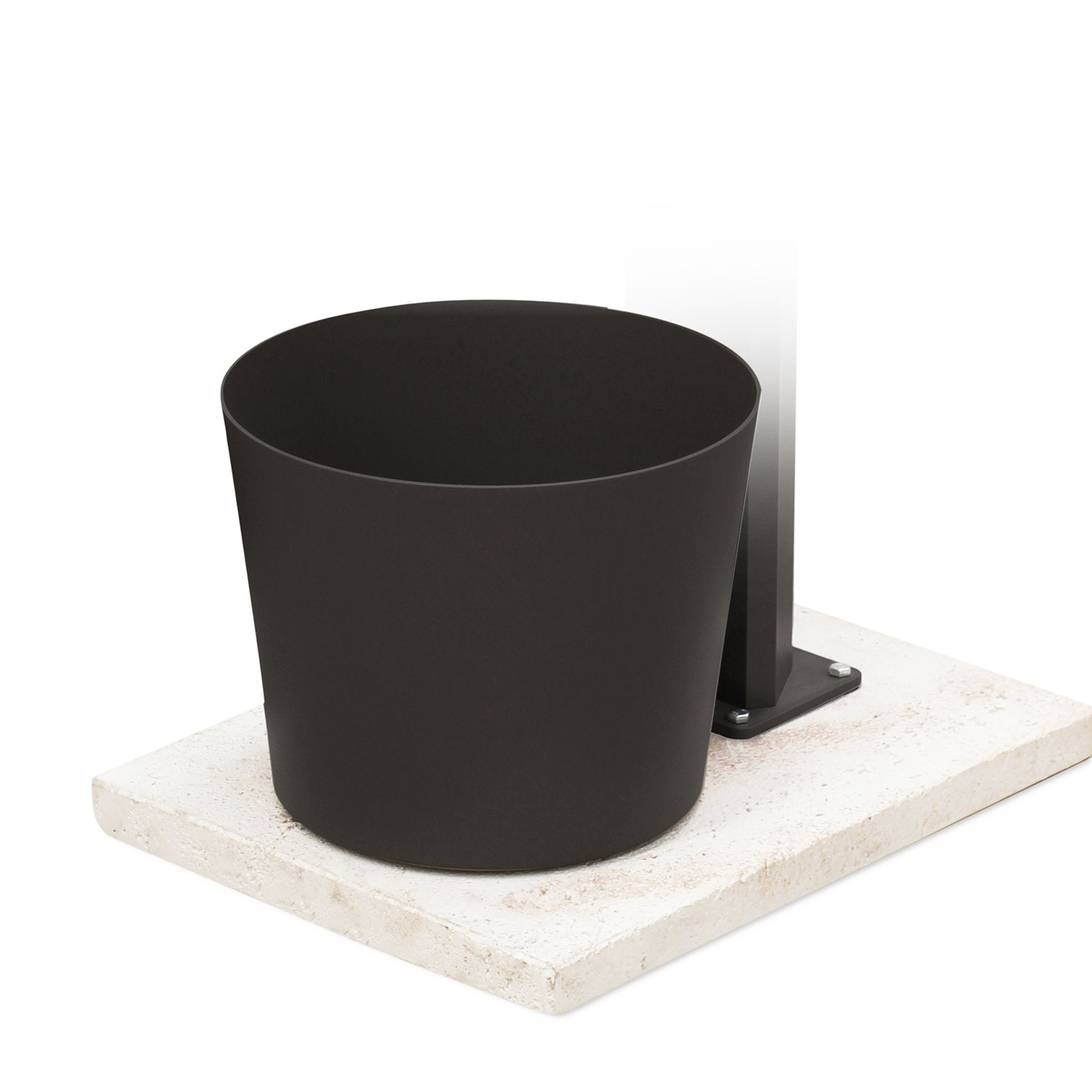 Basamento Rettangolare per Fontane con Secchio in Alluminio Nero in Cemento Effetto Travertino Bianco e Nocciola