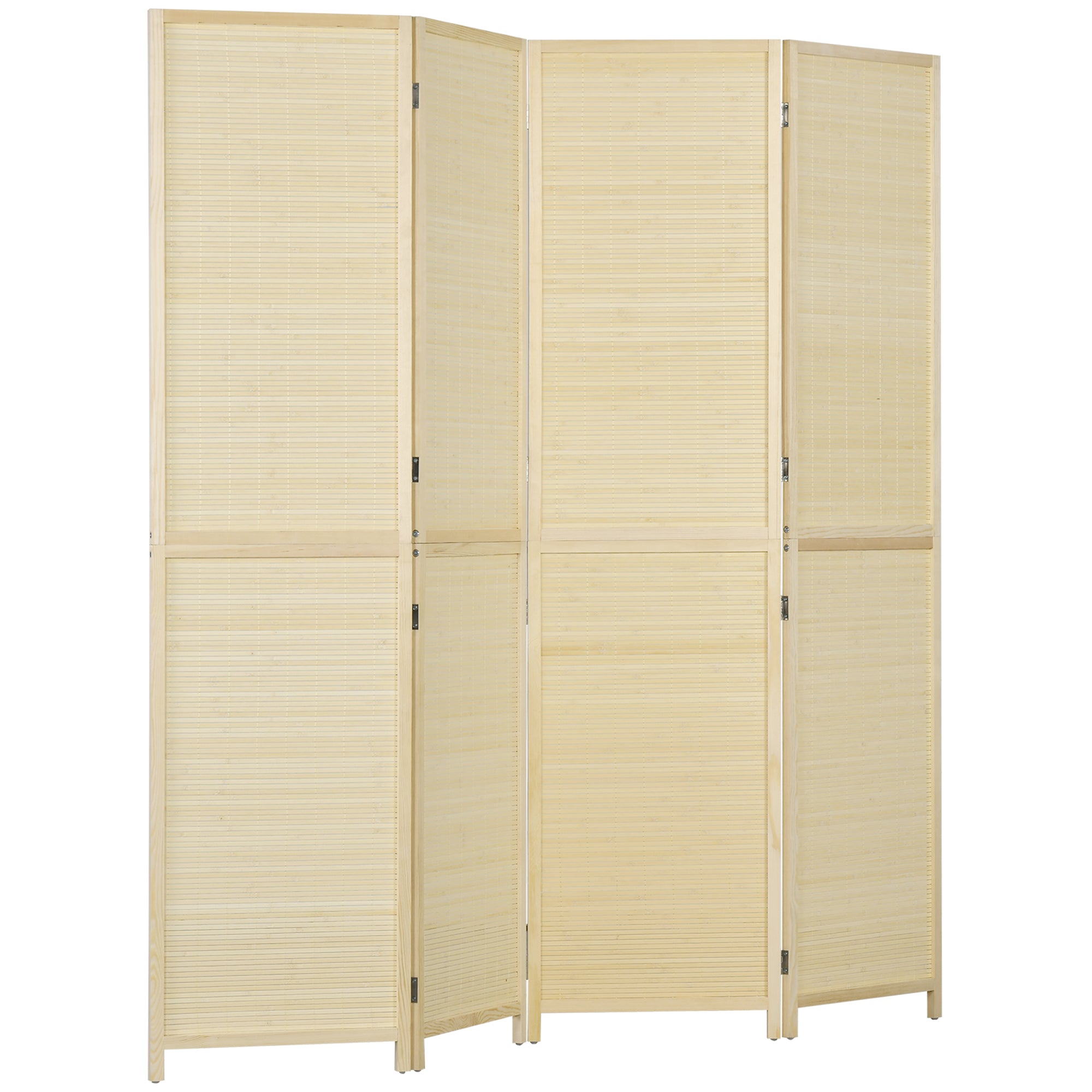 Paravento Separè 4 Pannelli da Interno 180x1,6x180 cm in Bambù di Rattan