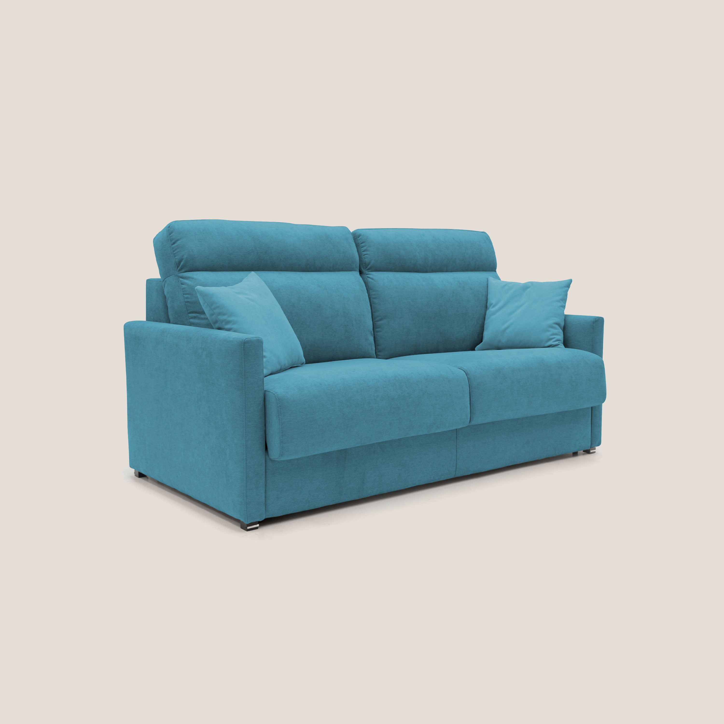 Divano Letto 3 Posti 196x102x97 cm in Tessuto Azzurro