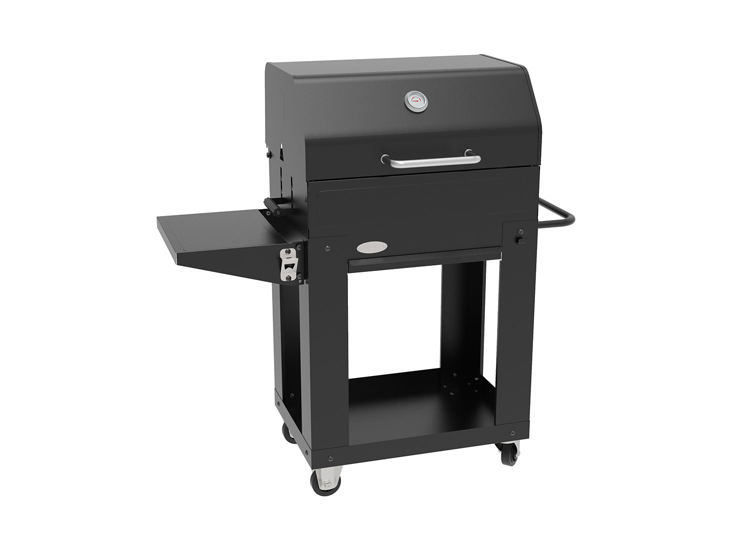 Barbecue a Carbone 110x44x120 cm con Coperchio Affumicatore in Acciaio Miranda Nero