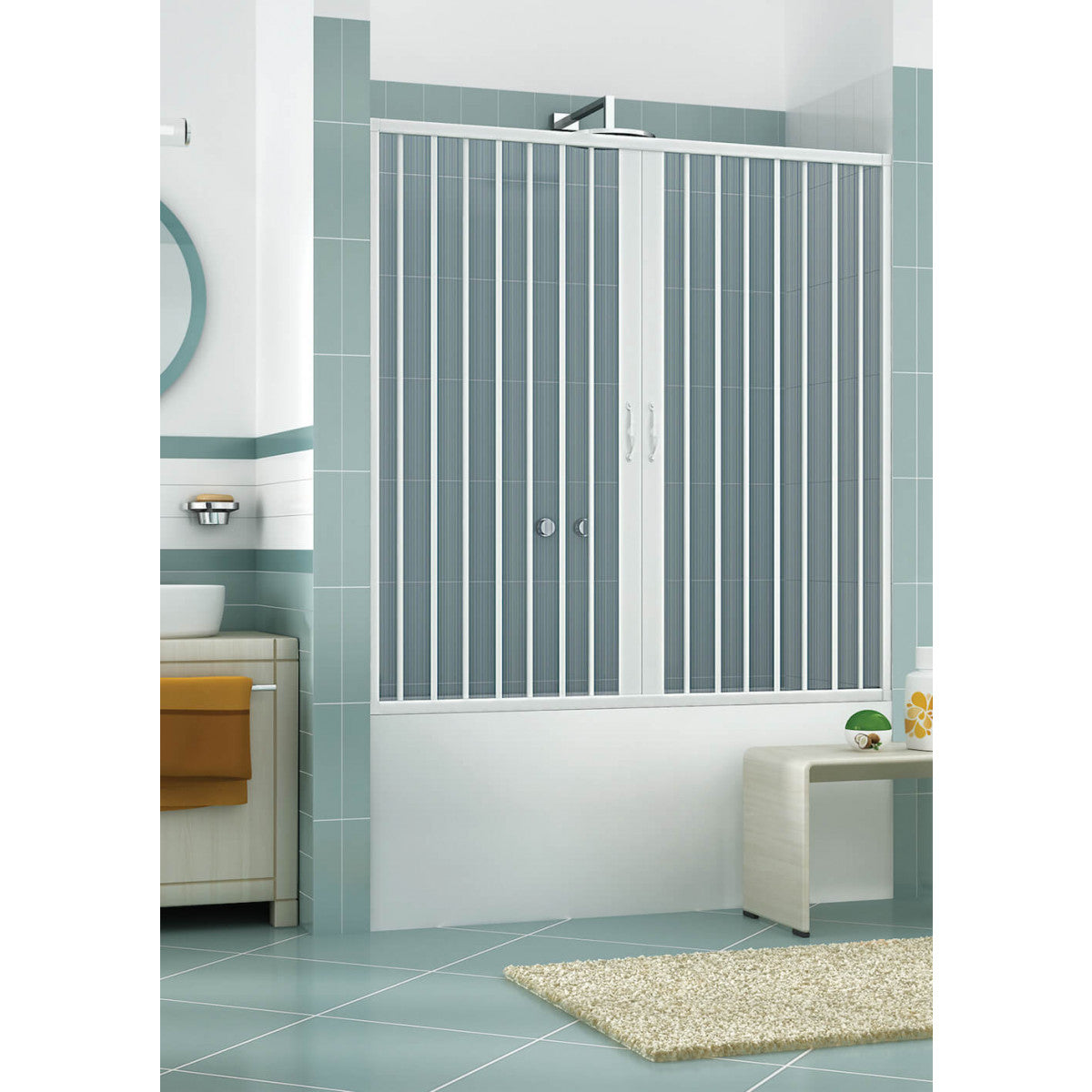 Sopravasca 160 cm 2 Ante a Soffietto in PVC H150 Caldoni Stjerne Bianco...