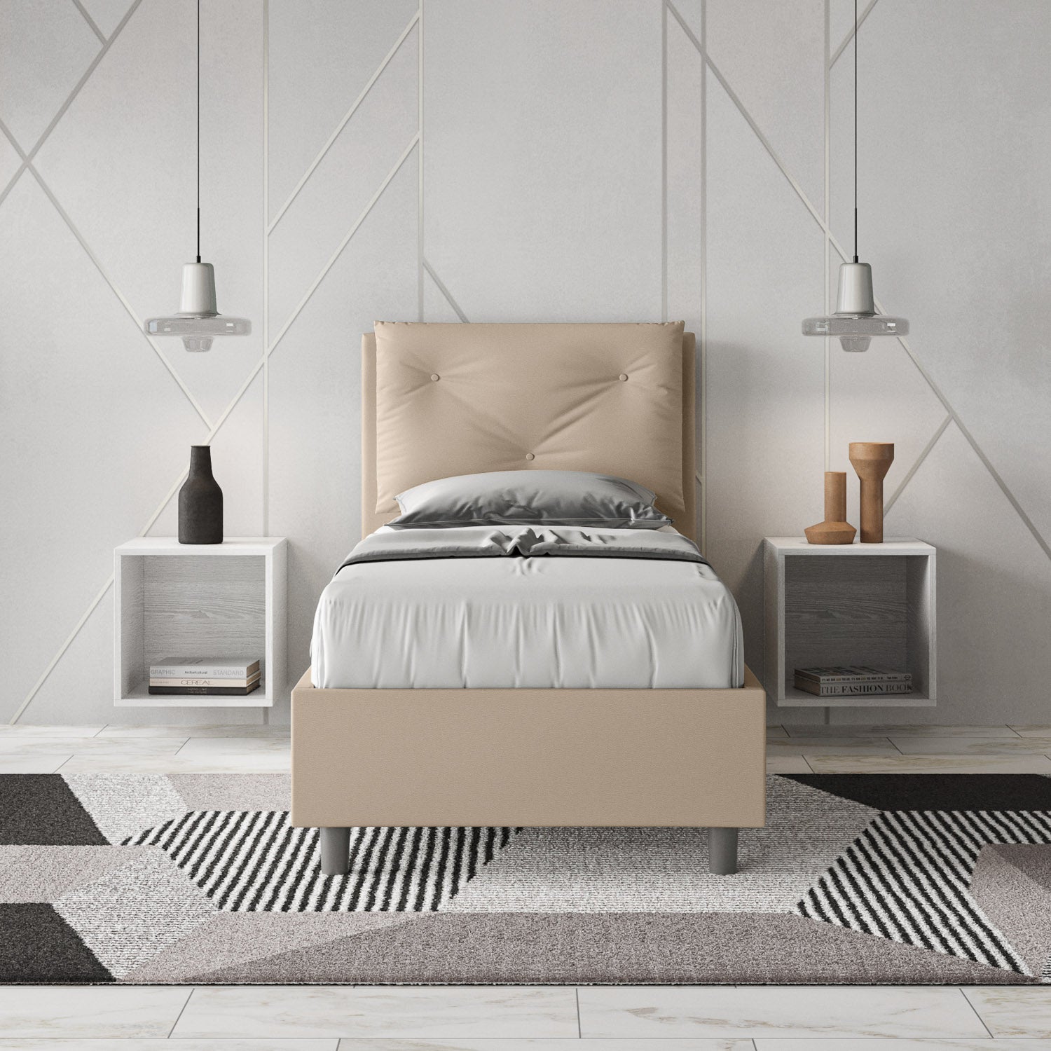 Letto Singolo 80x190 cm Senza Rete Appia Tortora...
