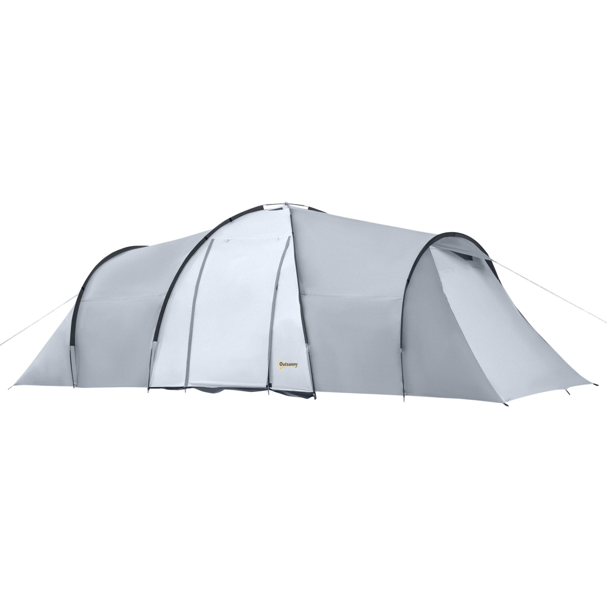 Tenda da Campeggio 4-6 Persone con 2 Camere Impermeabile con Baldacchino 590x245x193 cm Grigio