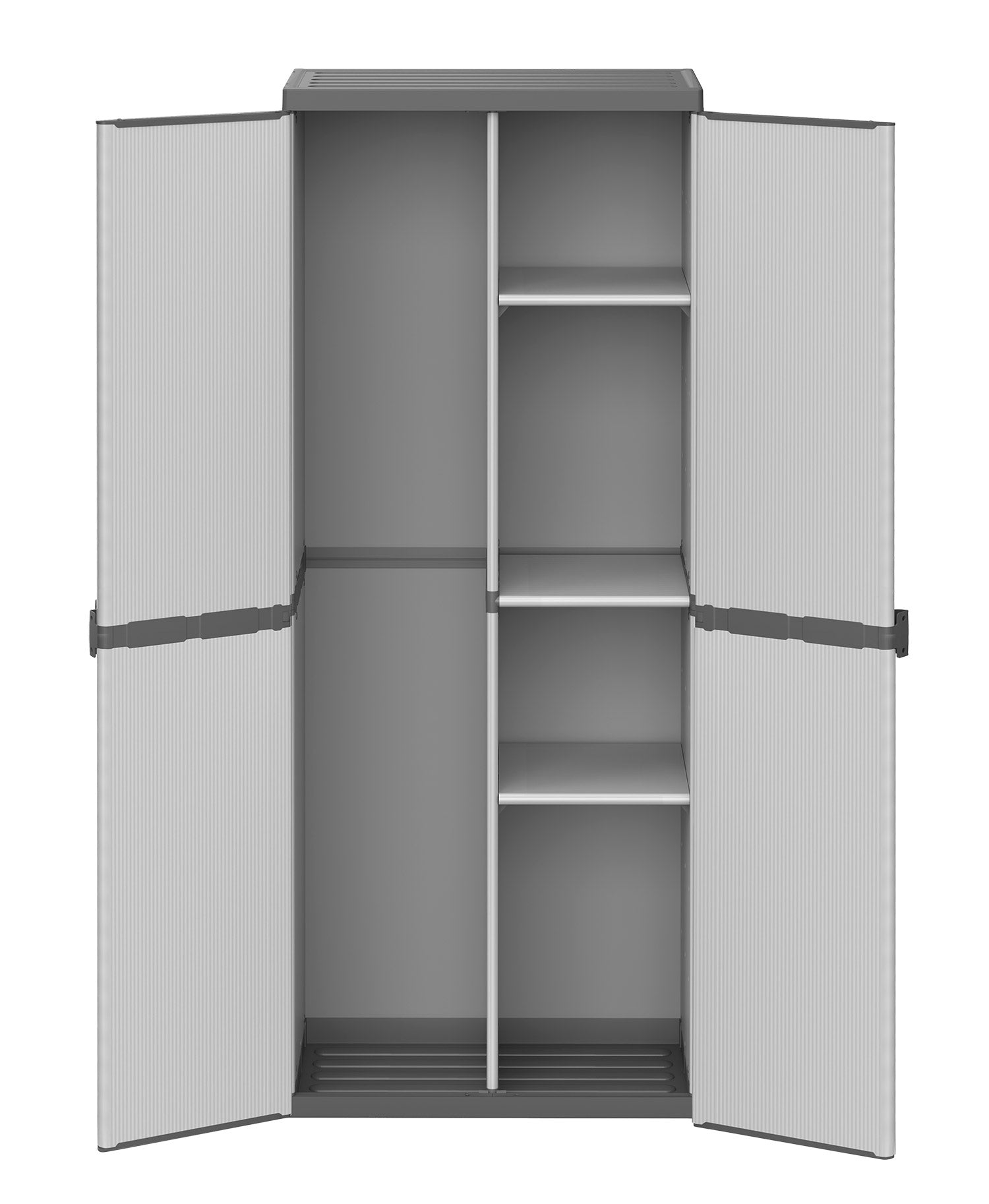 Image of Armadio Portascope da Esterno 68x40x165 cm 2 Ante 4 Ripiani in Resina Grigio