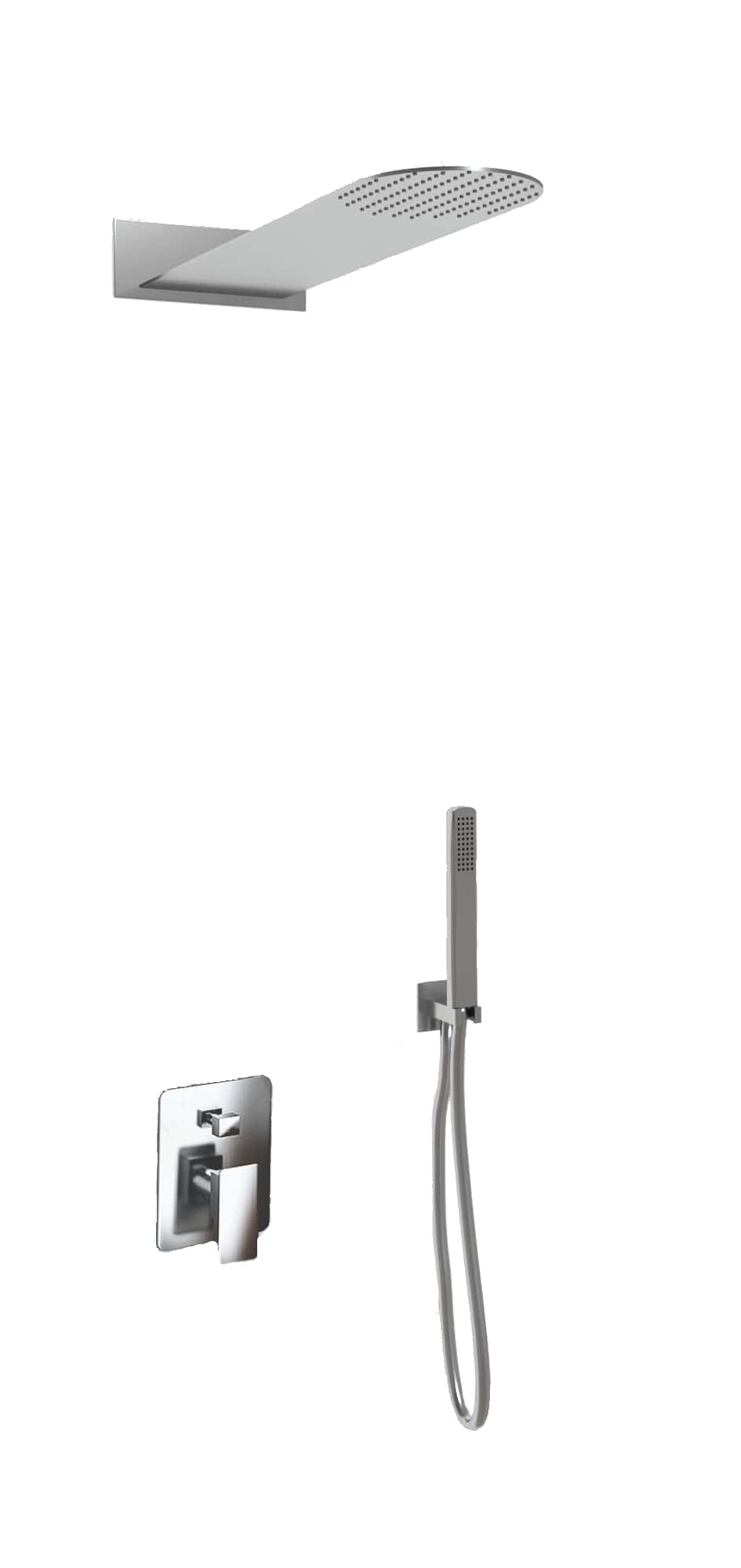 Kit Doccia Soffione Doccino e Miscelatore in Acciaio Inox 55xØ23 cm da Parete RekRound