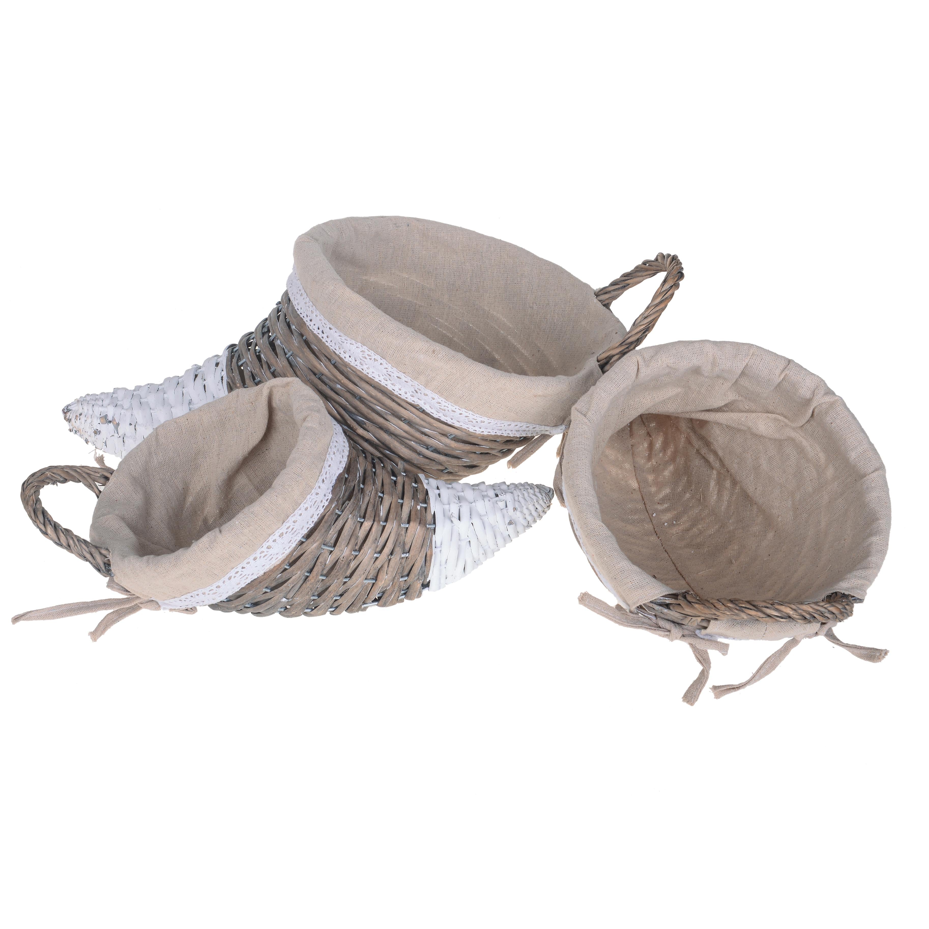 Set 3 Cesti Cornucopia in vimini H 51 cm...