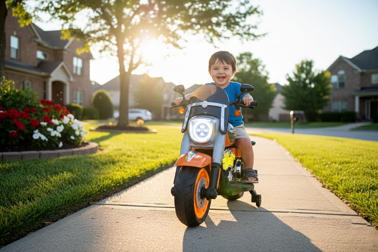 Moto Elettrica per Bambini Cruiser Acceleratore a Manubrio 12V 7Ah Arancione...