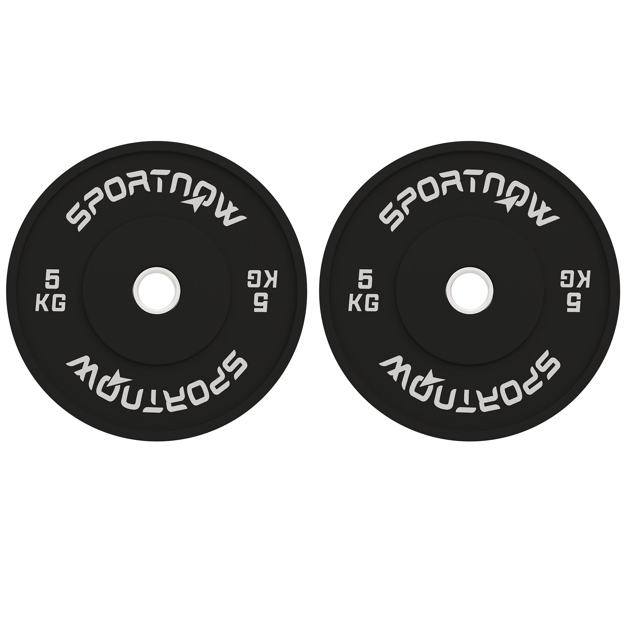 Image of Set 2 Dischi Pesi da 5kg in Gomma con Foro da 2&quot;/5 cm per Manubri e Bilancieri Nero