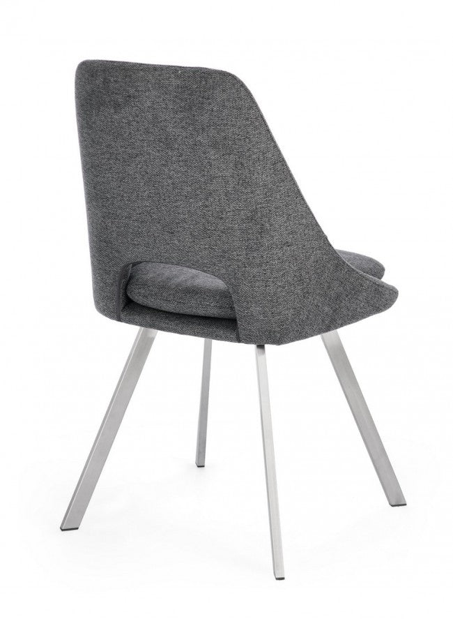 Set 2 Sedie 45x49,5x85 cm Kashar in Tessuto Grigio Scuro...