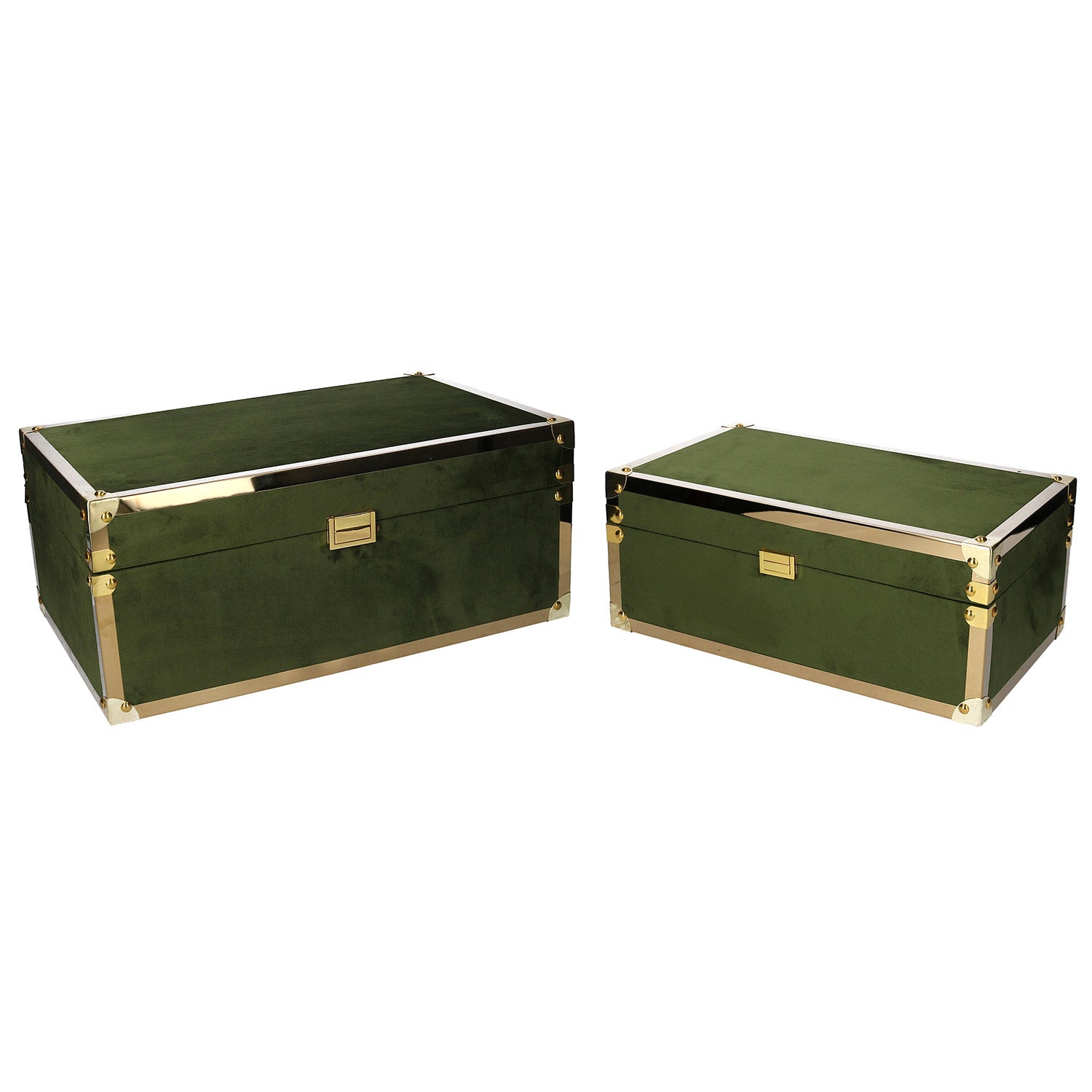 Image of Set 2 Scatole in Legno verde rettangolare