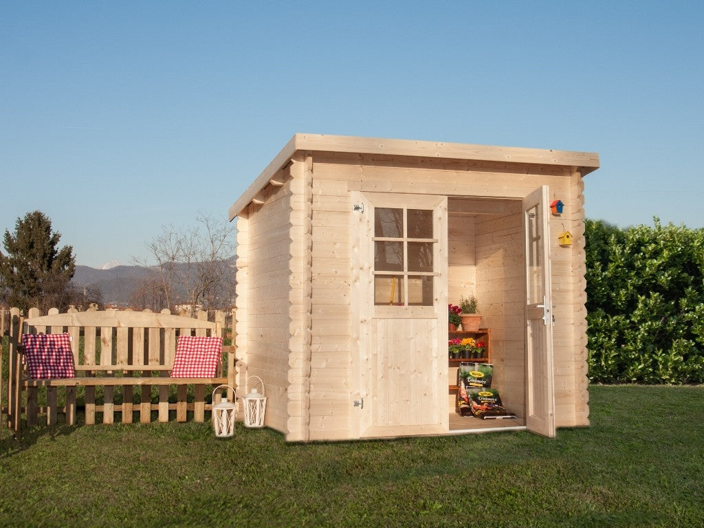 Casetta Box da Giardino Porta Utensili 300x300 cm Senza Pavimento Asia in Legno di Abete Grezzo...