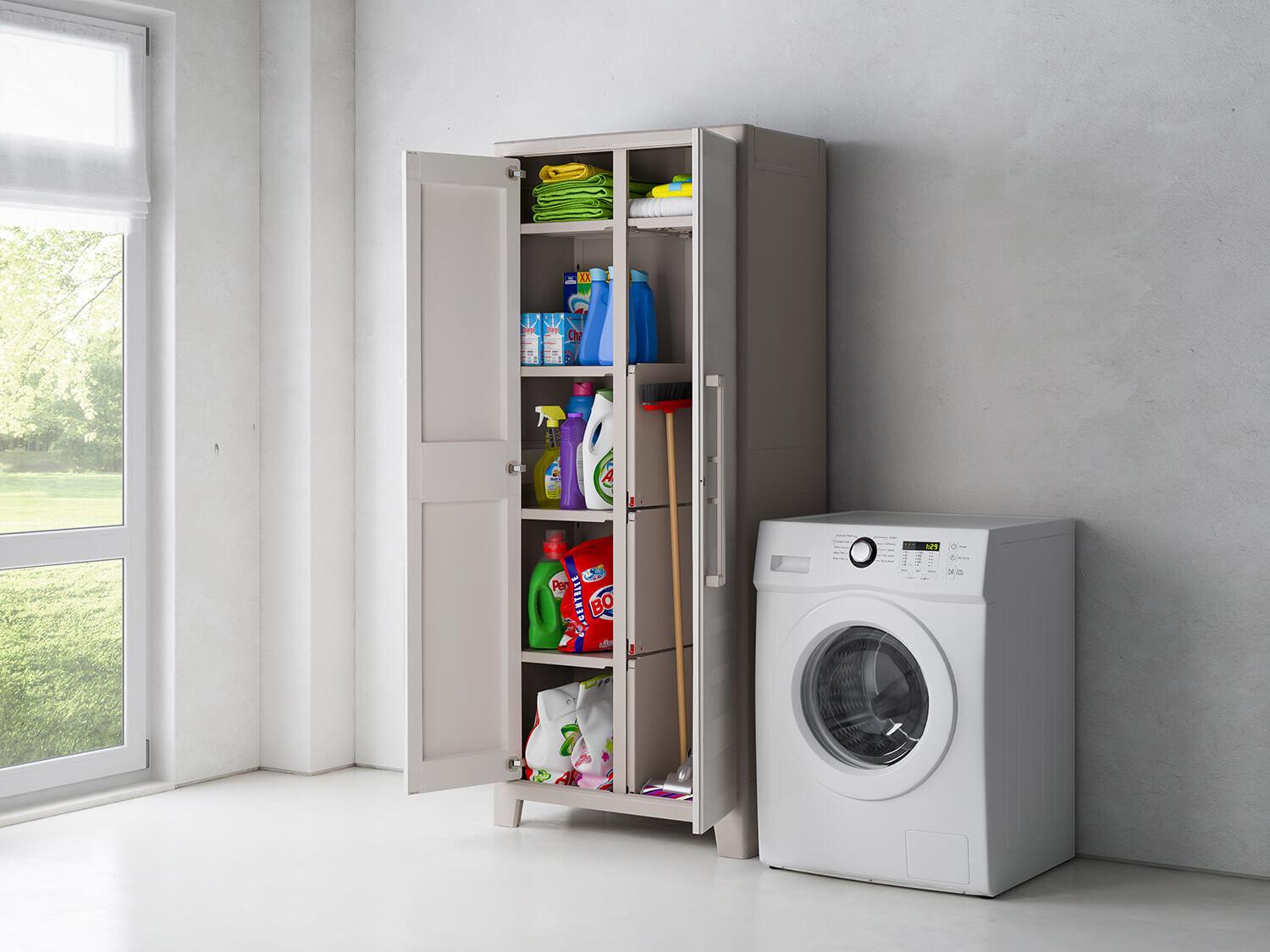 Image of Armadio 8 Ripiani 80x44x182 cm Keter Gulliver Multispace XL Sabbia e Beige