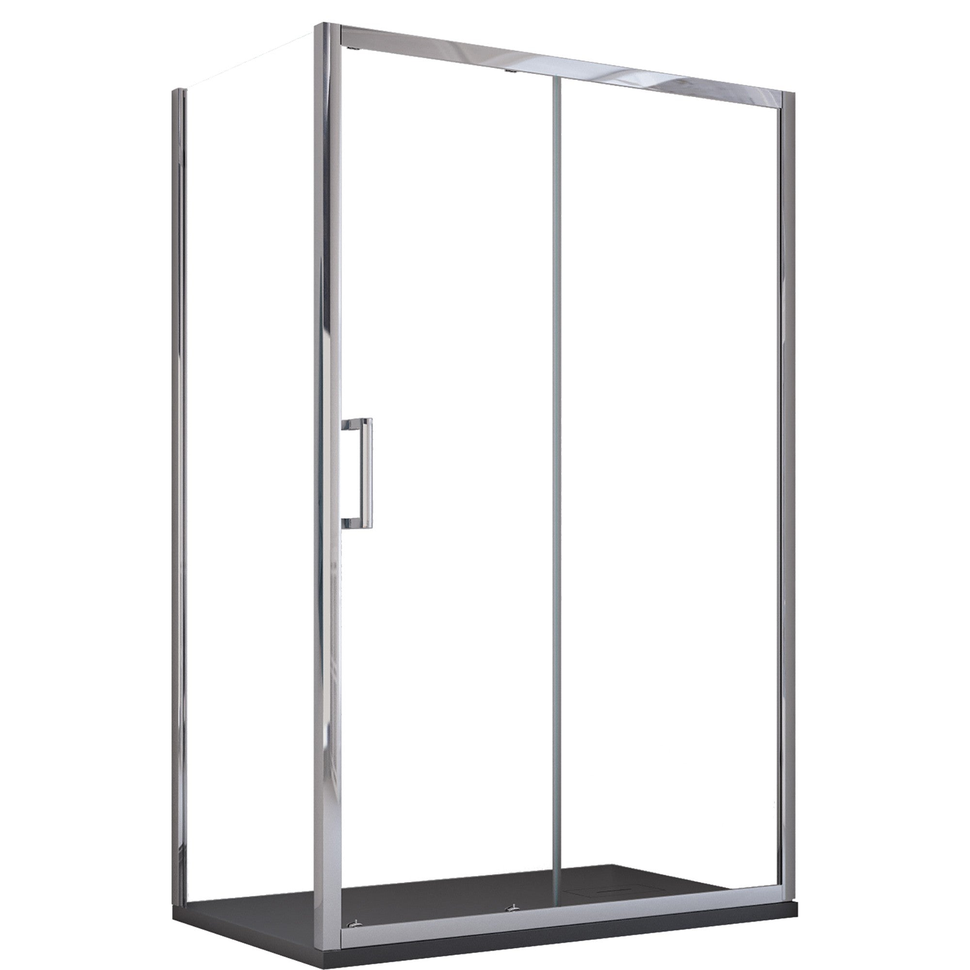Box Doccia Angolare 70x120 cm 1 anta Scorrevoli 2 Lati Fissi in Cristallo trasparente 6mm H195 Bonussi Sole