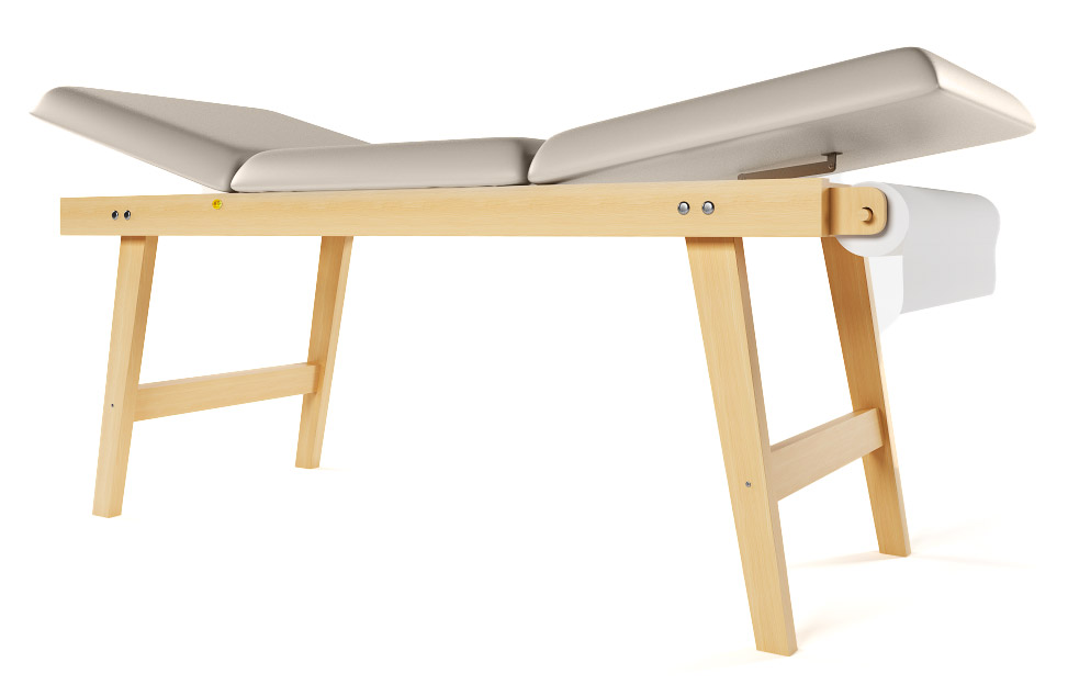 Image of Lettino da Massaggio Visita Fisioterapia Fisso 3 Sezioni 190x70x75 cm 200 Kg Giano Beige