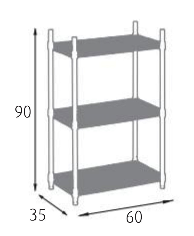 Scaffale in Acciaio Cromato 3 Ripiani 60x35x90 cm Fadi...