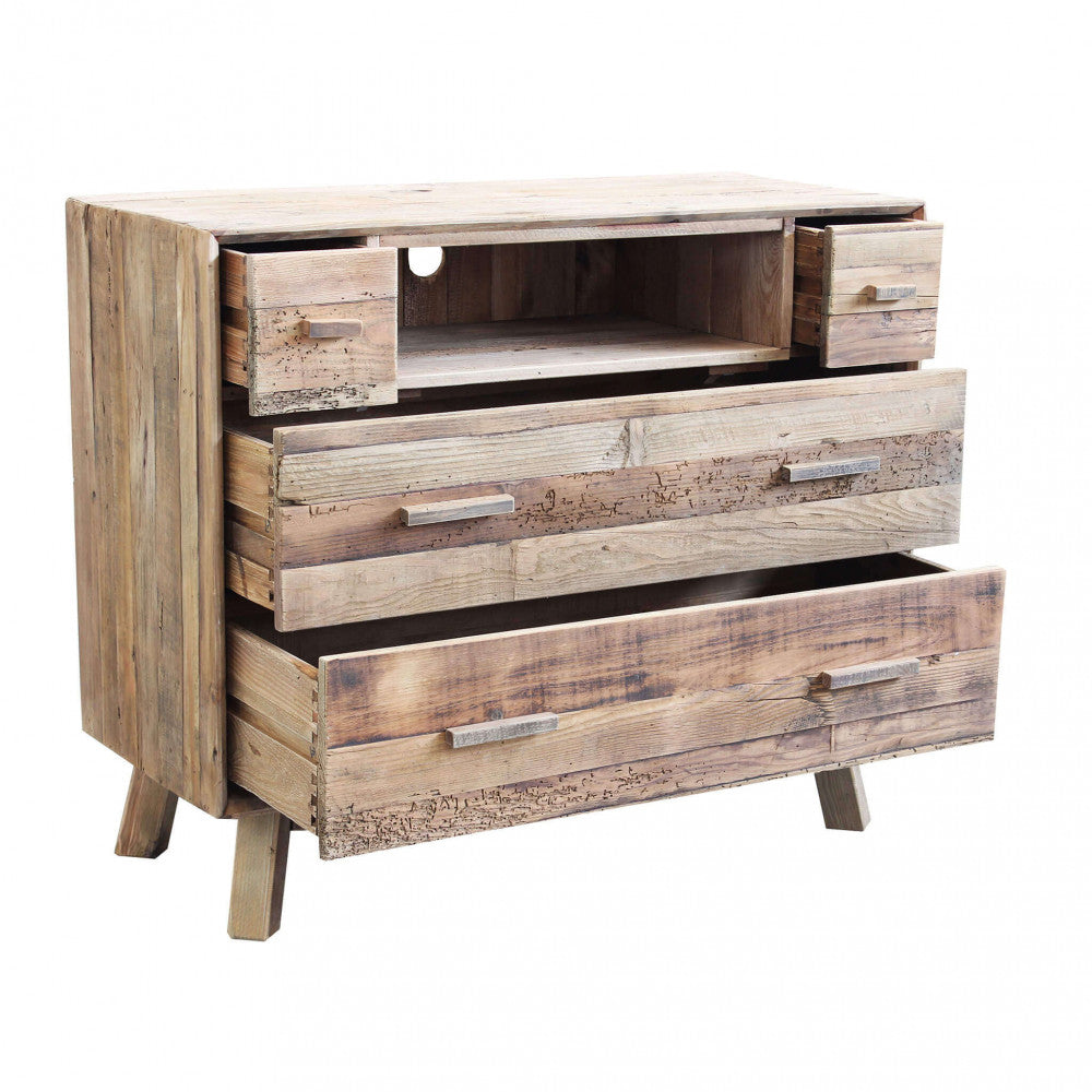 Cassettiera Nelson 110x48x92 h cm in Pino riciclato Marrone...