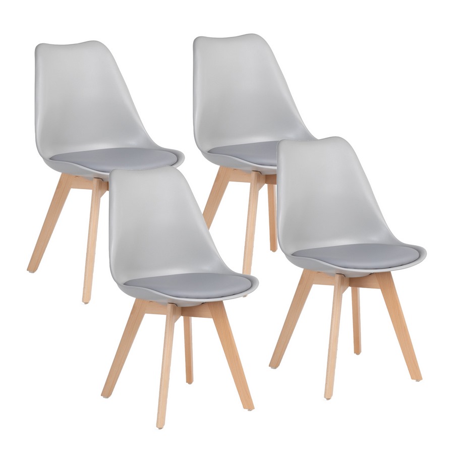 Image of Set 4 Sedie 53,5x48,5x83 cm in Polipropilene e Similpelle Candice Grigia
