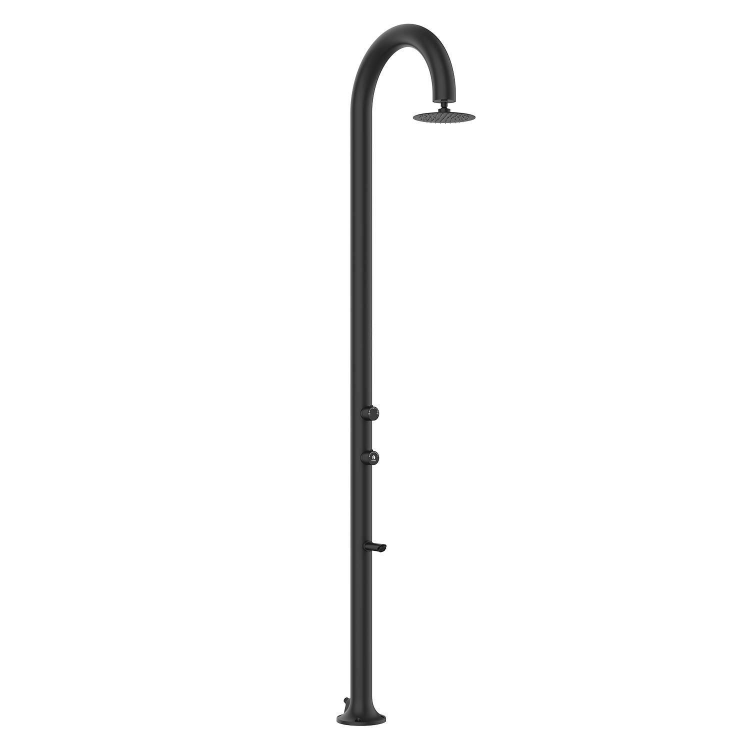 Doccia da Giardino in Alluminio con Soffione e Lavapiedi Sined Luna Alu Nero