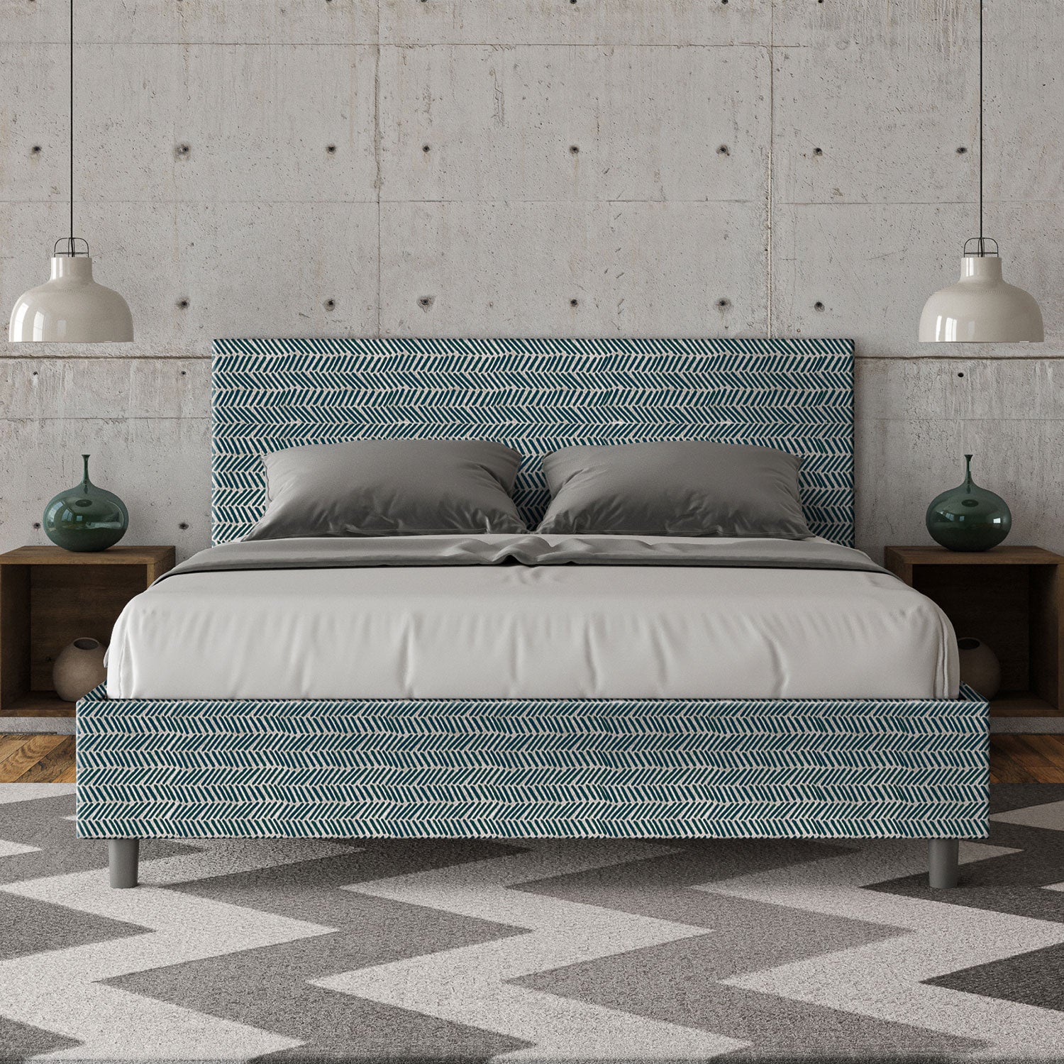 Letto Matrimoniale 160x200 cm Senza Rete Adele Aragona 8 Blu...