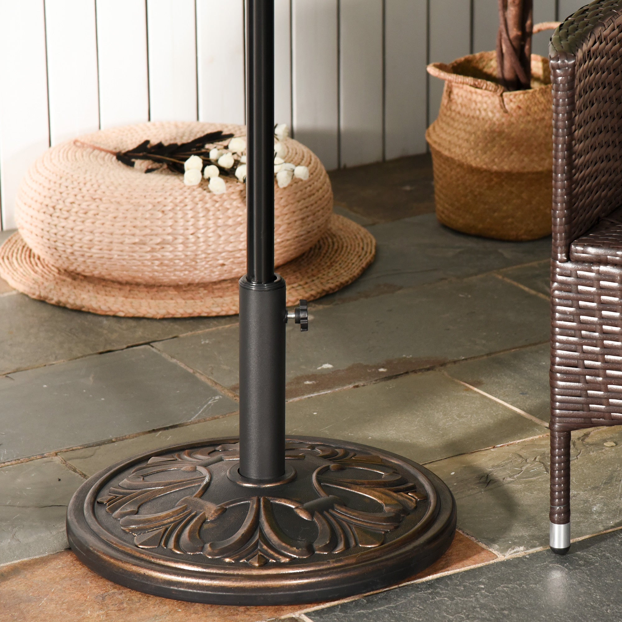 Base per Ombrellone da Giardino 13kg Regolabile in Cemento e Bronzo Ø48 cm...