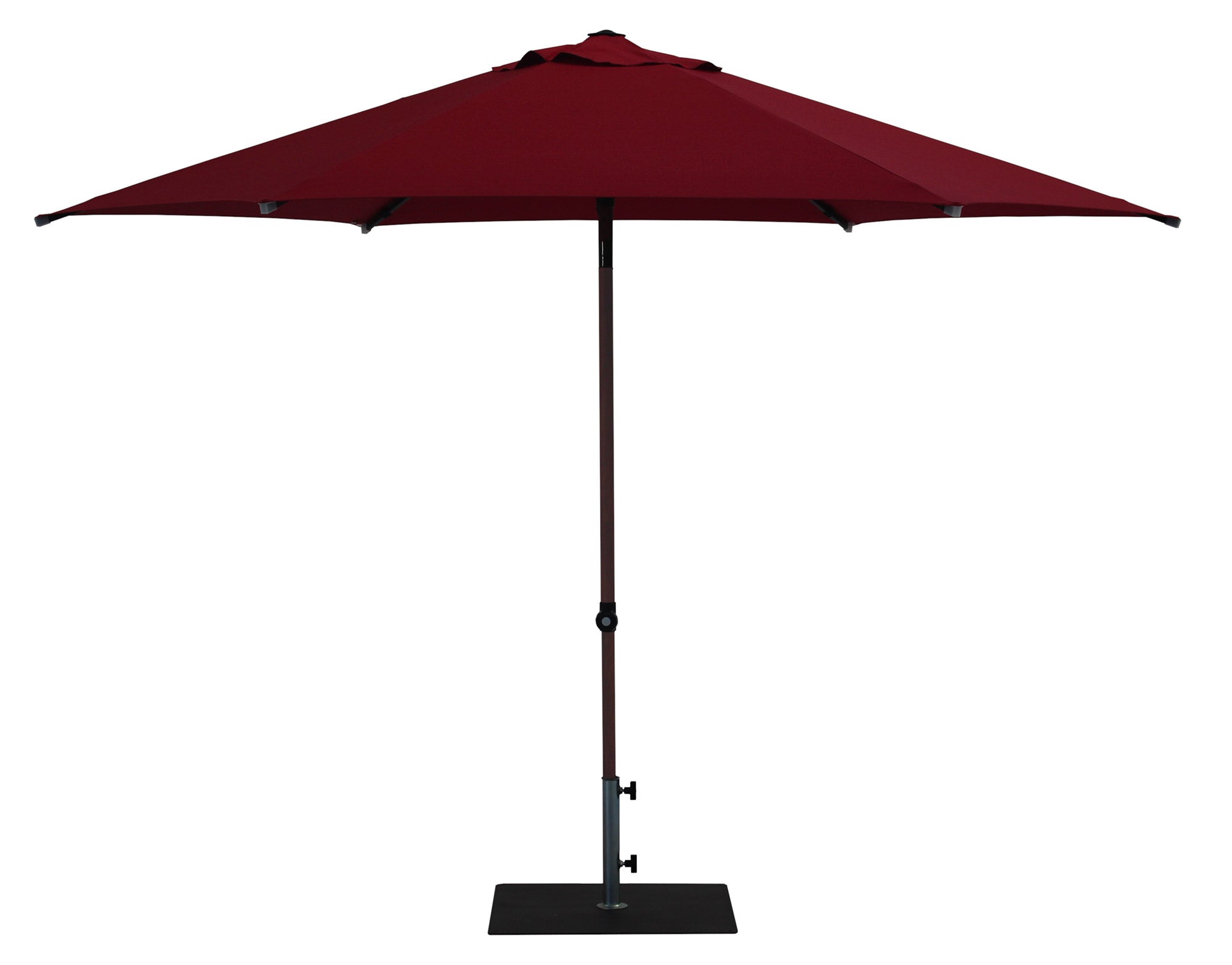 Ombrellone da Giardino Ø3 m Palo Ø38 mm in Alluminio Effetto Legno Tessuto Olefin Trend Wood Bordeaux