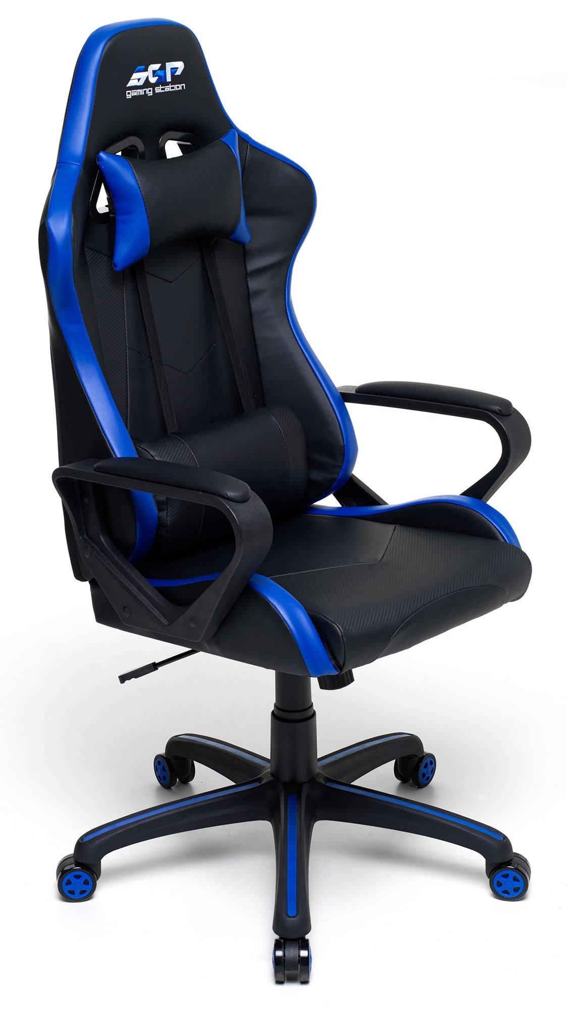 Image of Sedia da Gaming Ergonomica 63x63x126 cm in Similpelle Nero e Blu
