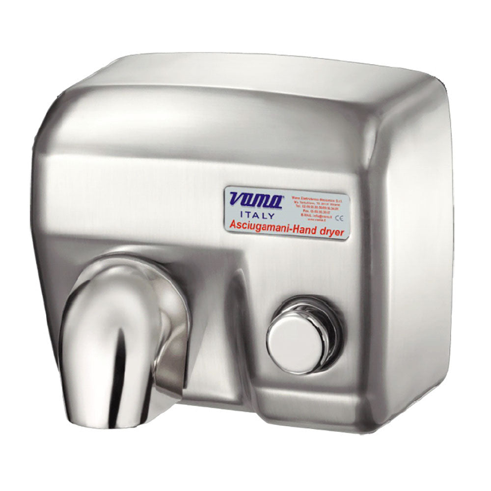 Asciugamani Elettrico Antivandalo con Pulsante 2400W Vama Ariel SP Acciaio Inox Satinato