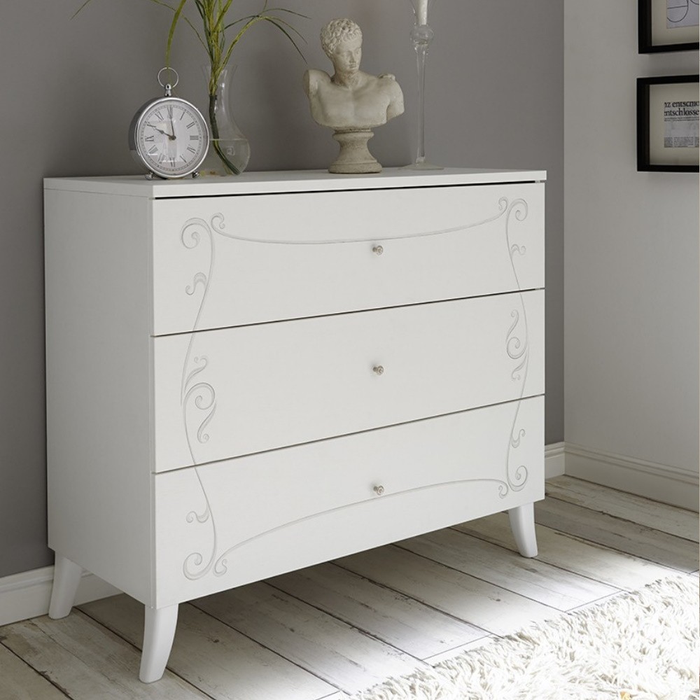 Comò 104x45x92 cm Ararat bianco