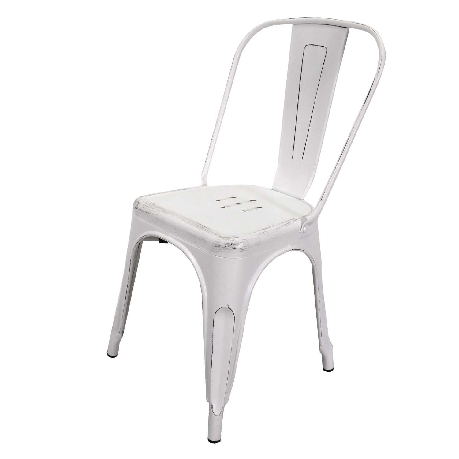 Sedia New Bristol 43x43xh45/84 cm in Ferro Bianco Antico...
