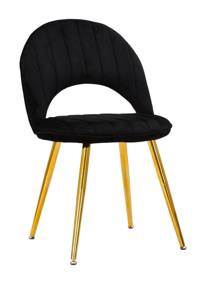 Image of Set 2 Sedie Imbottite 52x48x78 cm in Tessuto Velluto Flex Nero e Oro