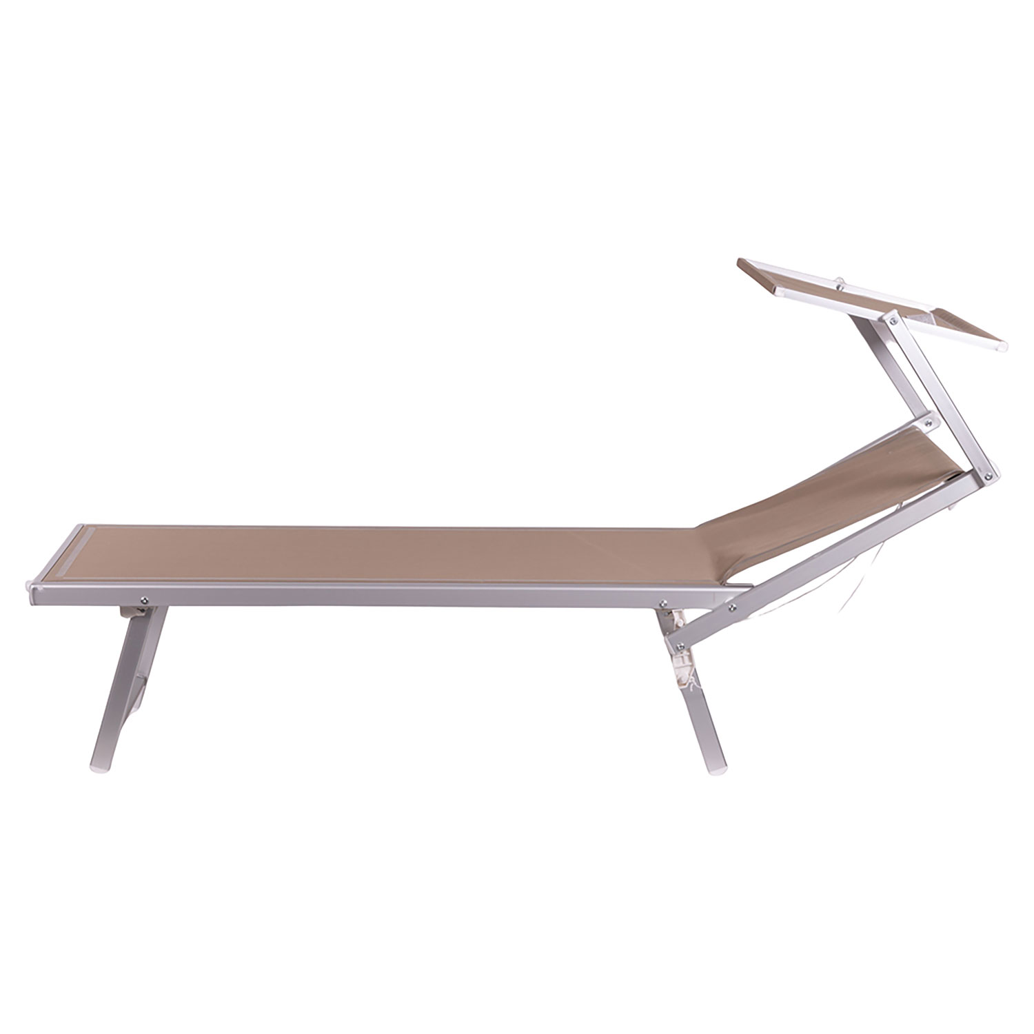 Lettino Mare con Parasole Richiudibile 181x71,5x38,5 cm in Alluminio PVC e Poliestere Sabbia Riccione...
