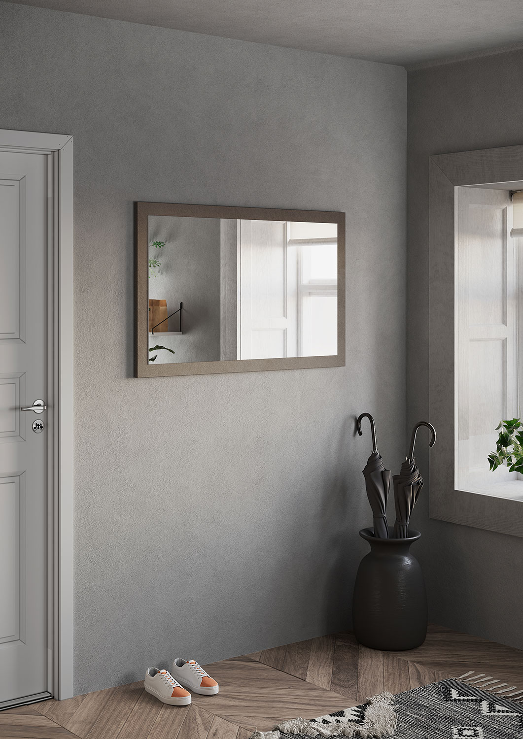 Specchio da Parete Orizzontale o Verticale con Cornice 110x2x68 cm Frame Bronzo