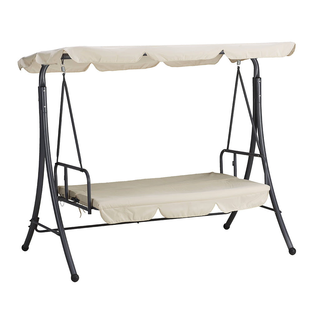 Dondolo Sofa 3 Posti con Schienale Reclinabile per Funzione Letto Beige Bali...