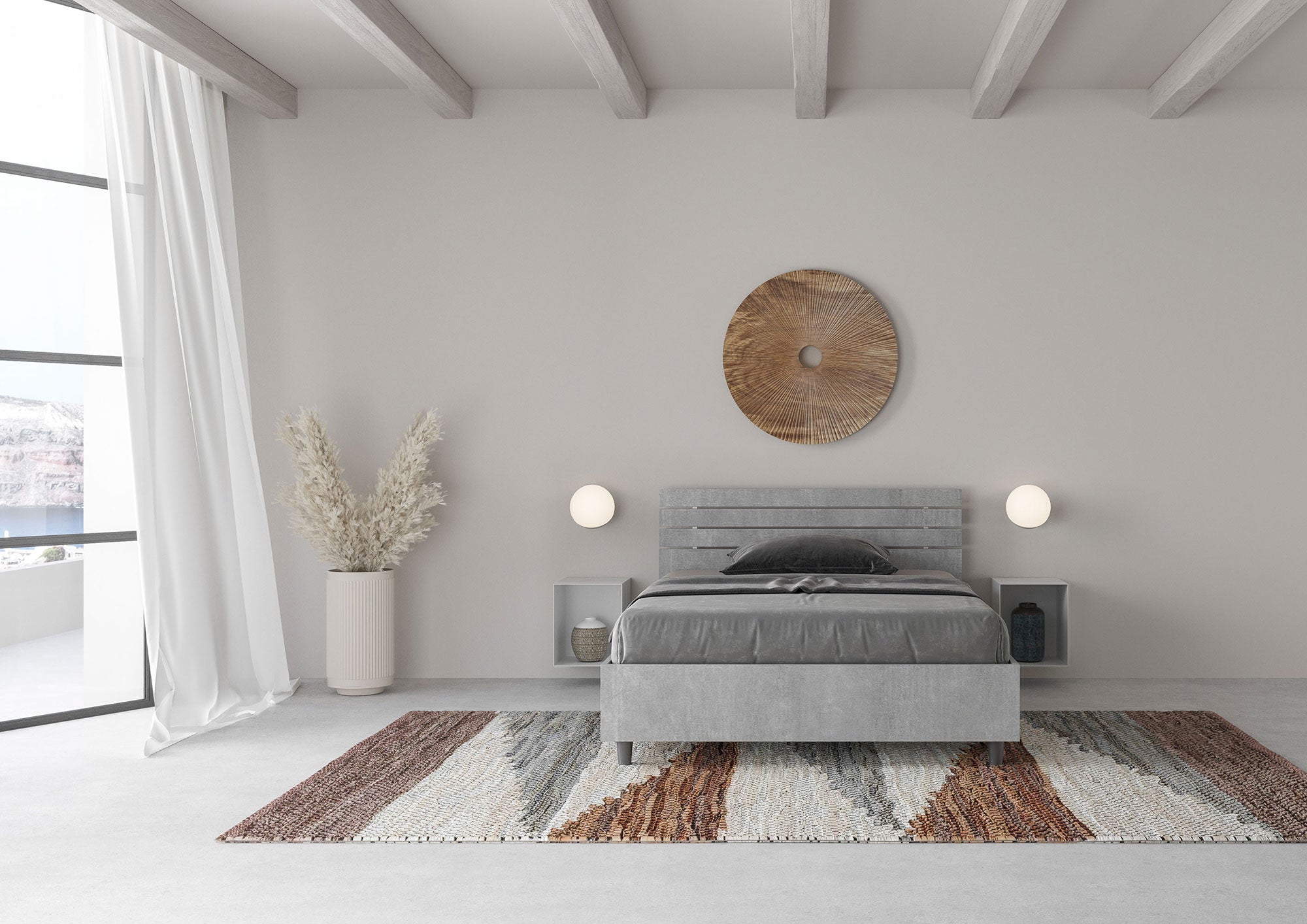 Letto 1 Piazza e Mezzo 120x200 cm Senza Rete Testata Doghe Dritta Ankel Grigio...