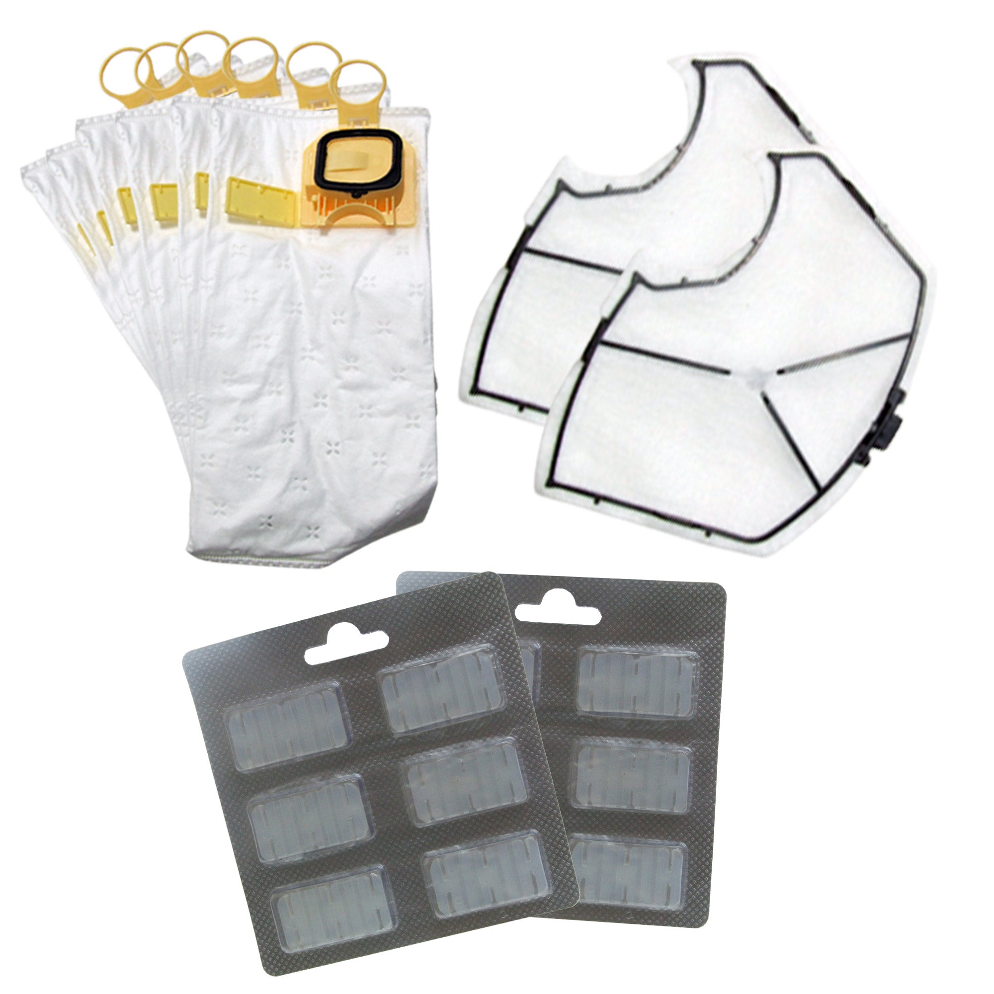 Kit Ricambi 12 Sacchetti 2 Filtri Motore 12 Profumini Compatibili Folletto VK140 VK150...