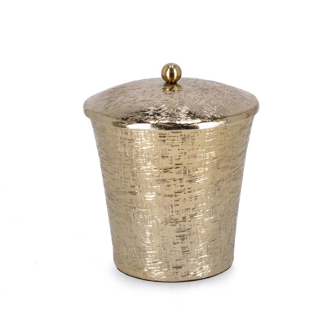 Candela con Coperchio Ø15x15 cm in Metallo Lathe To Oro...