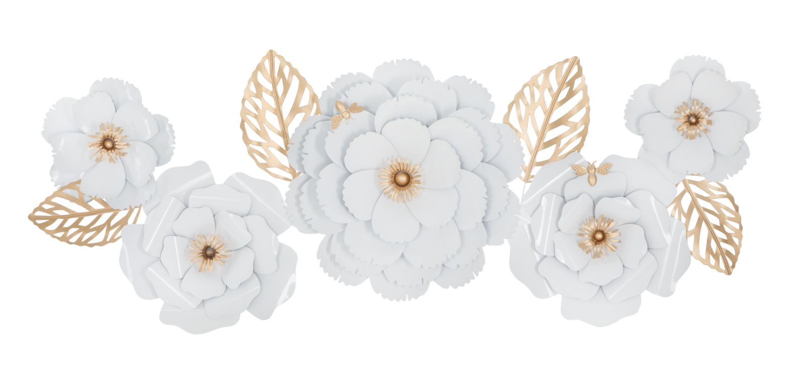 Image of Pannello da Muro Bianco Decor 158x9x60 cm in Ferro Bianco e Oro