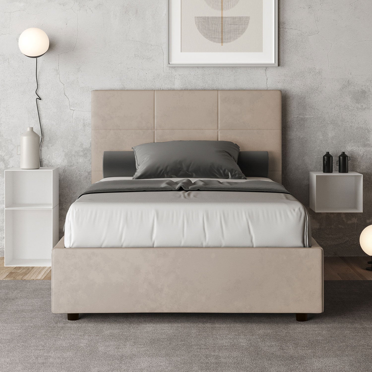 Letto 1 Piazza e Mezzo 120x200 cm Senza Rete Mika Sabbia...