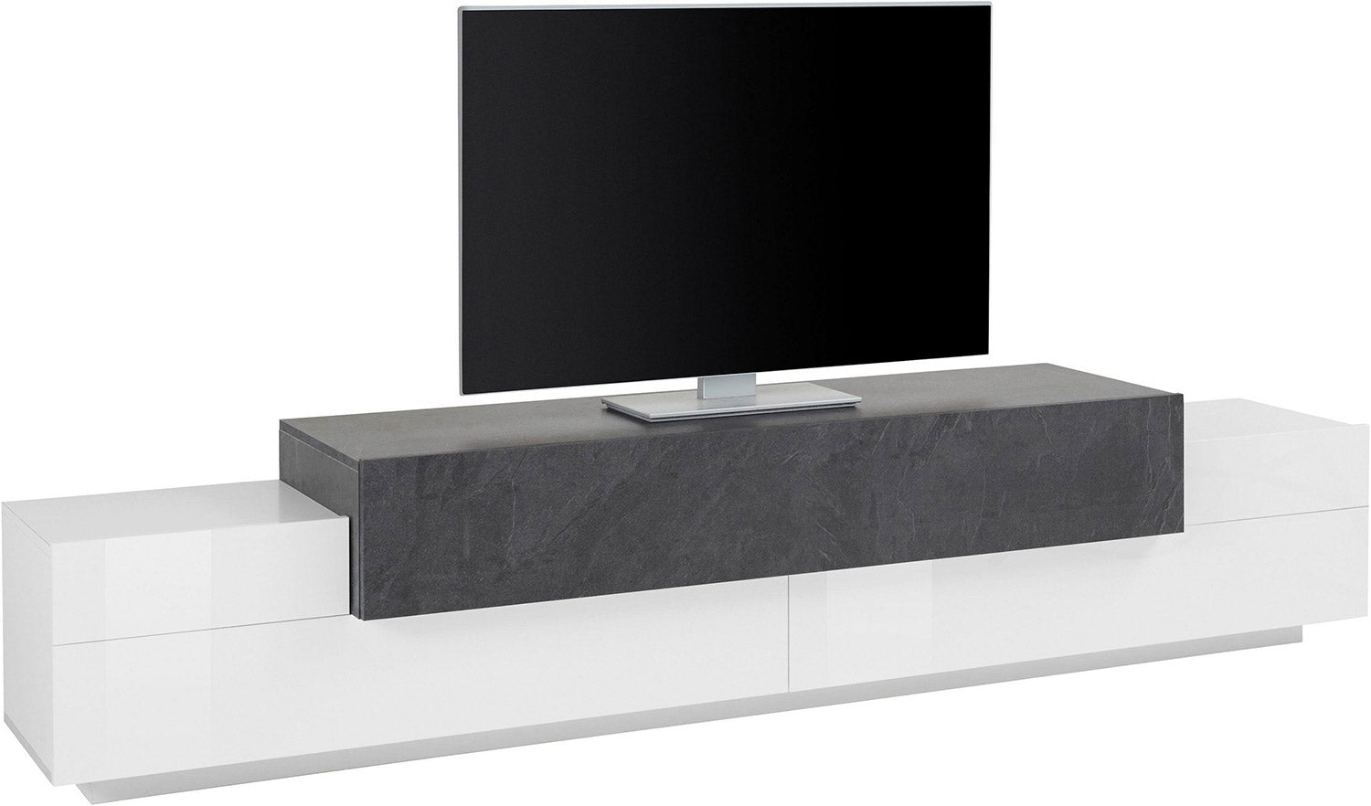 Mobile TV 3 Ante 240x45x51,5 cm Coro Bianco Lucido e Ardesia