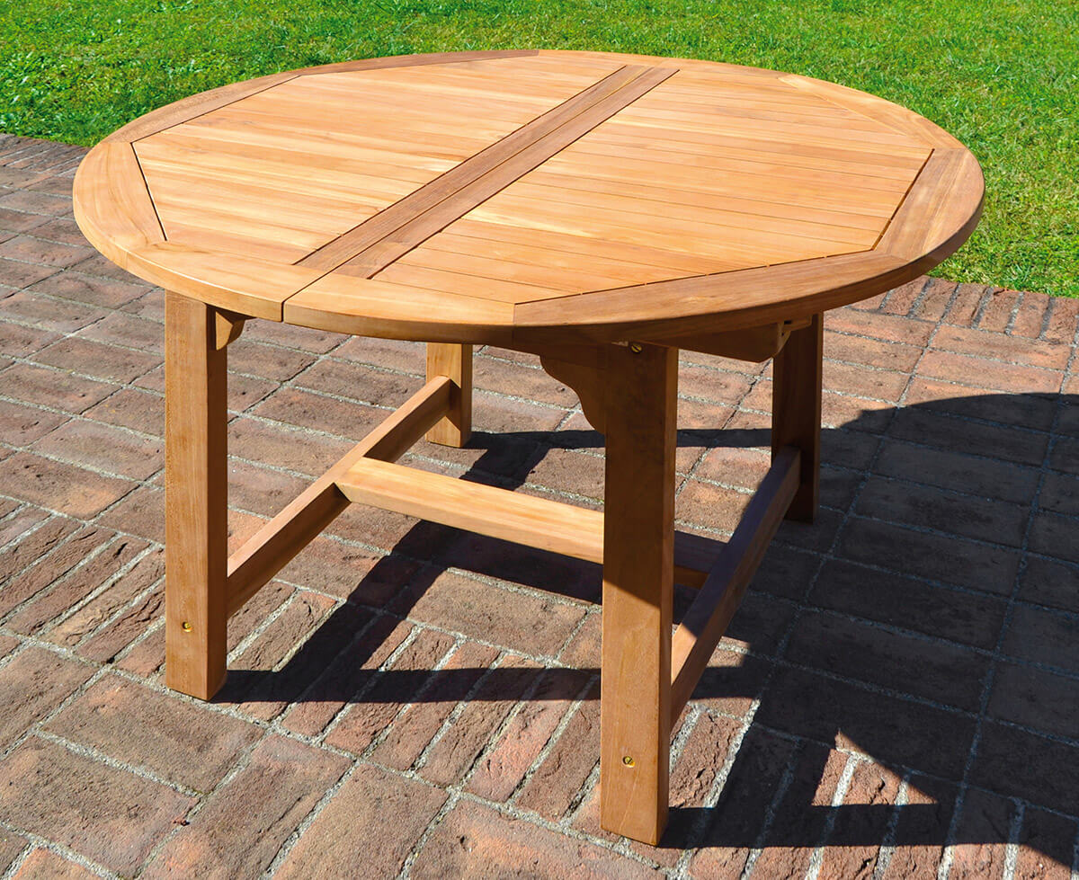 Tavolo Tondo Allungabile da Giardino Ø120 cm in Legno Teak Vorghini Capraia...
