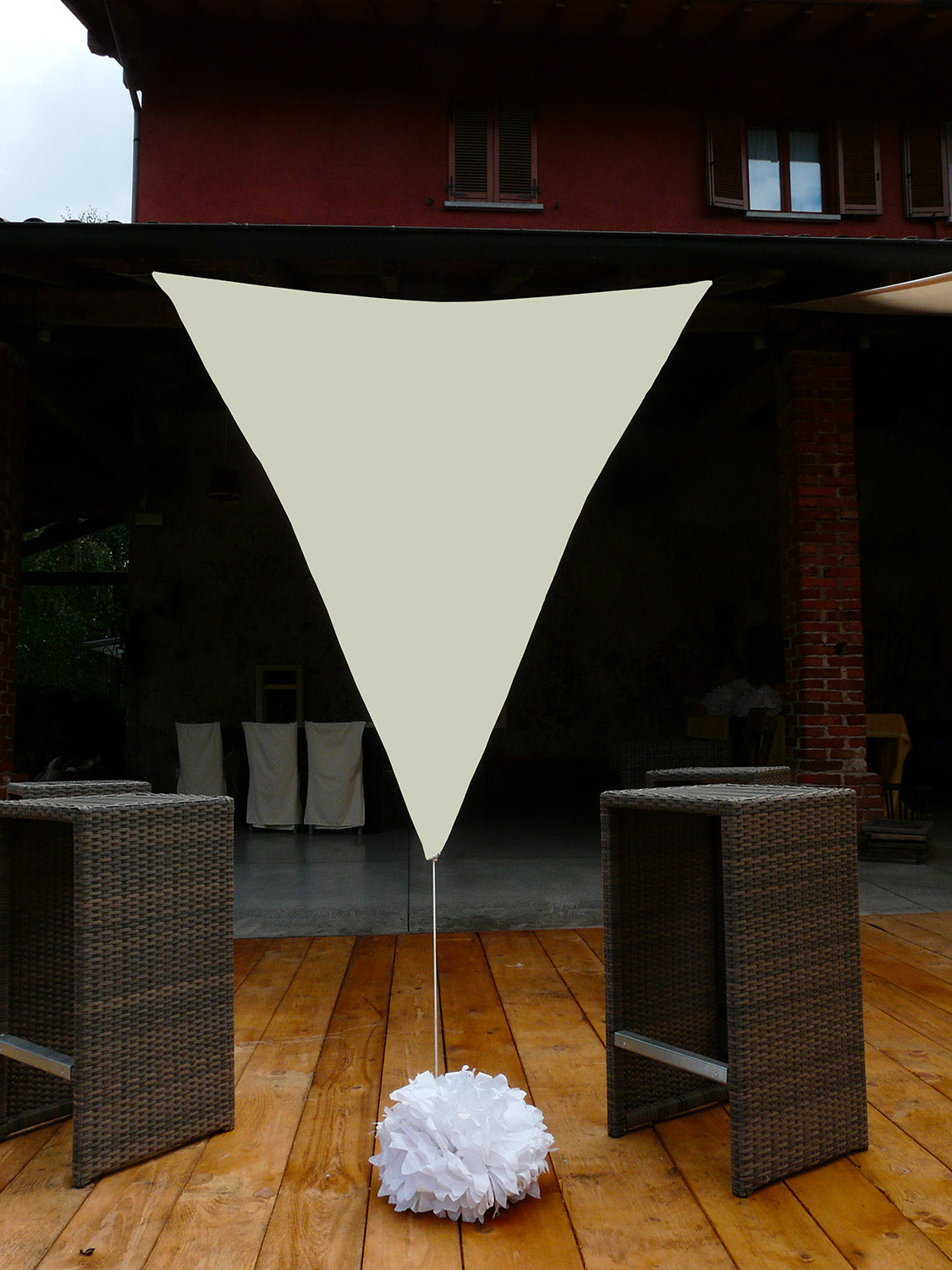 Tenda Vela da Giardino Triangolare 400x400x400 cm in Poliestere 210 gr Ecru...