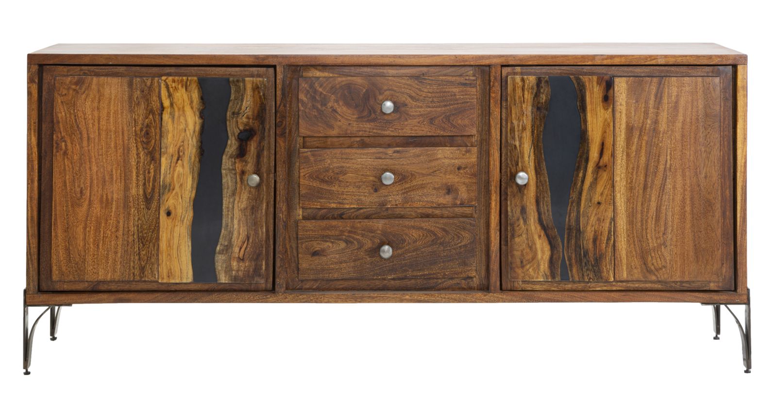 Mobile Mustang 175x40x75 cm in Legno di Acacia e in Ferro Marrone e Grigio...