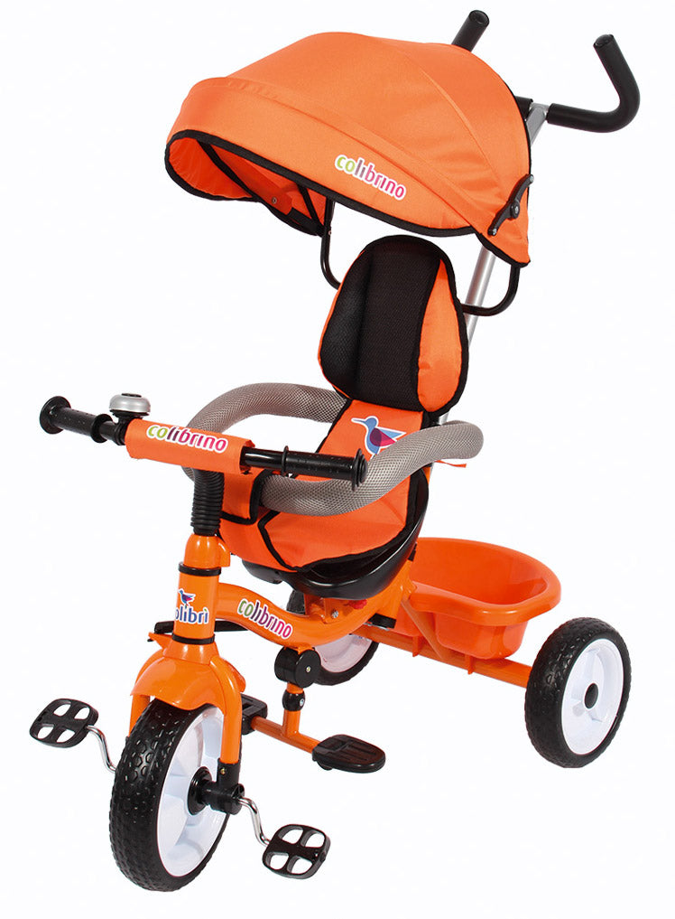 Image of Triciclo a Spinta Seggiolino Reversibile per Bambini Miller Colibrino Arancione