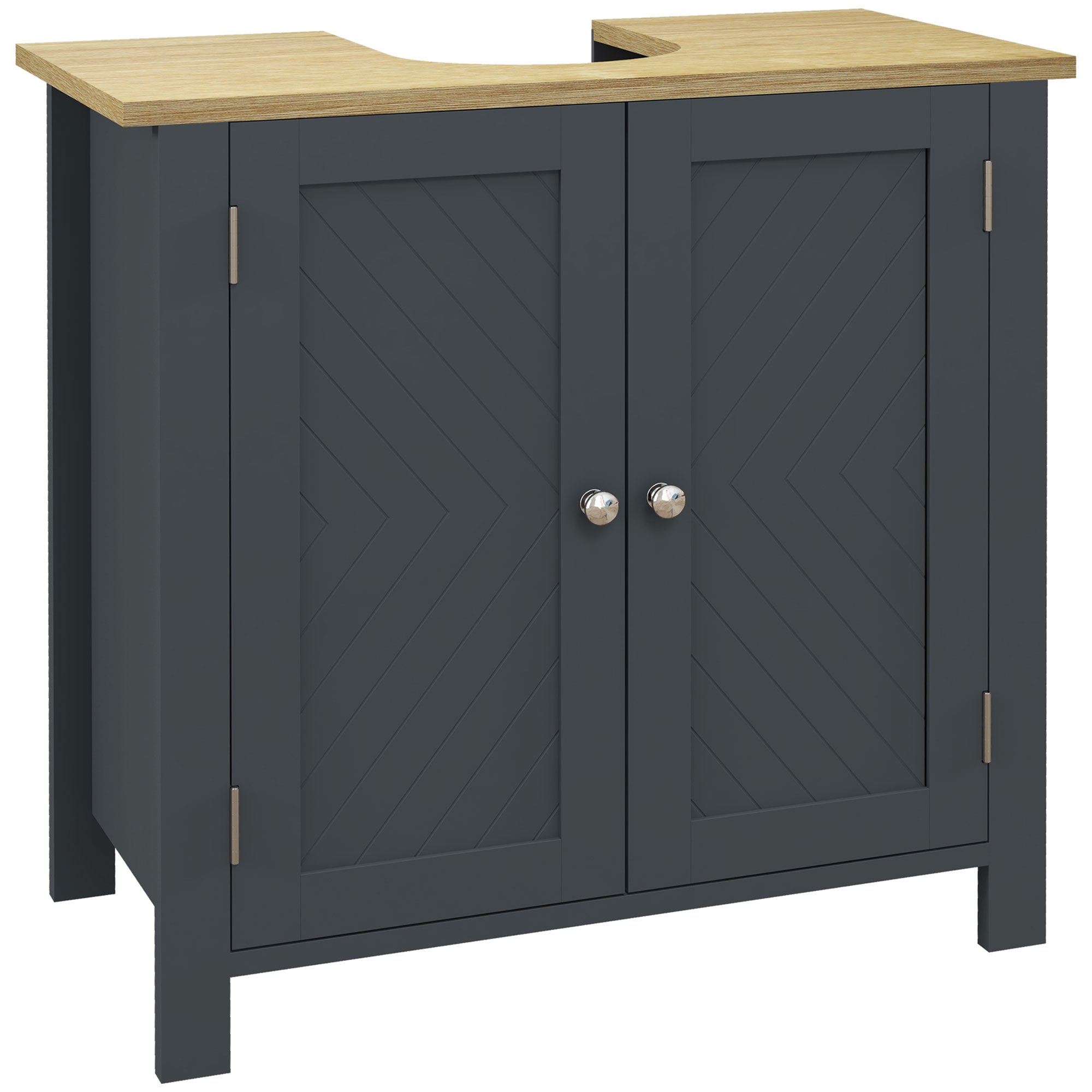 Mobile Sottolavello da Bagno 60x30x60 cm in Truciolato e MDF Grigio