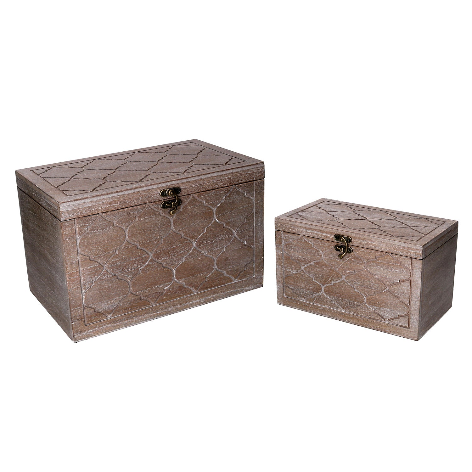 Image of Set 2 Scatole in Legno marrone rettangolare