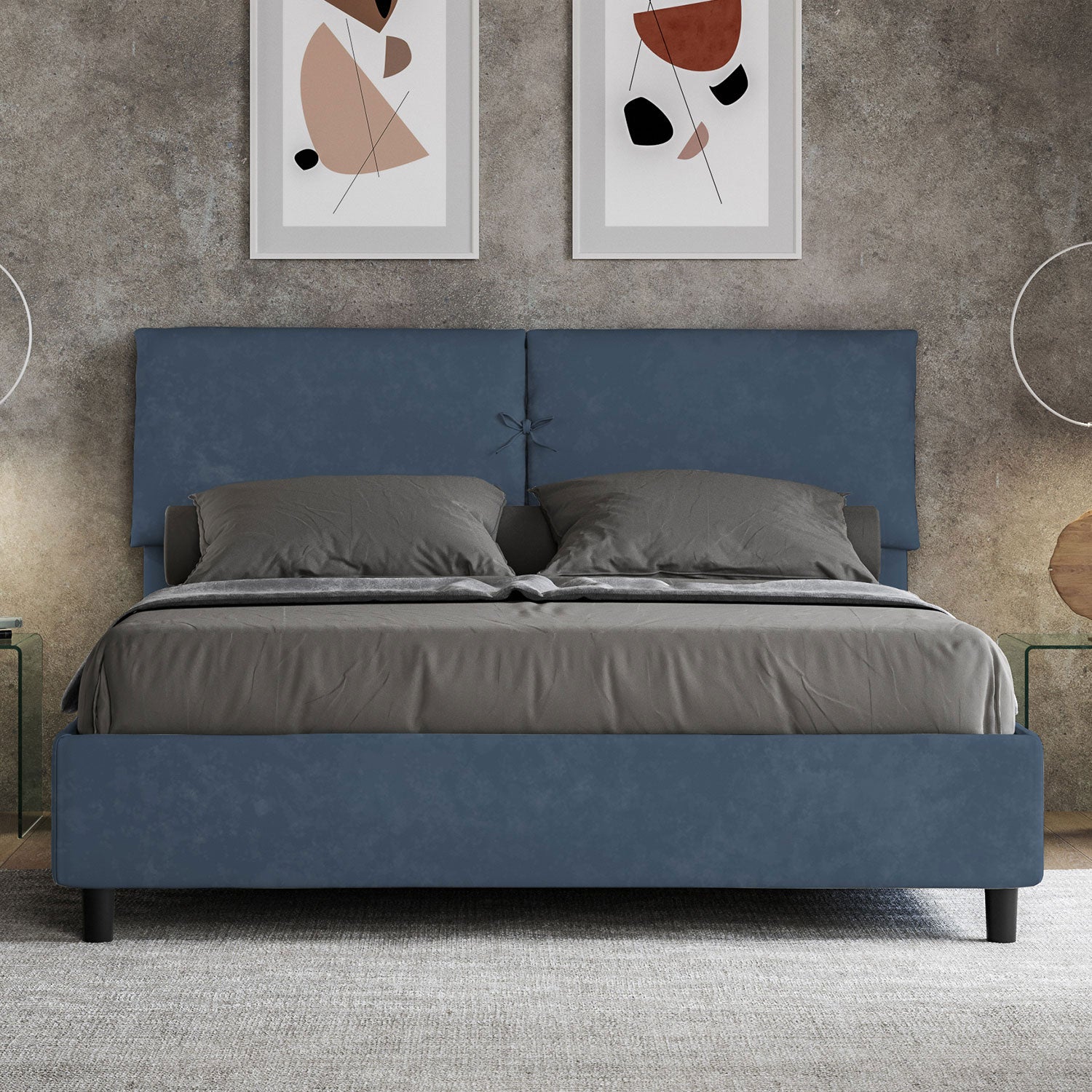 Letto Matrimoniale 160x200 cm Senza Rete Mados Blu...