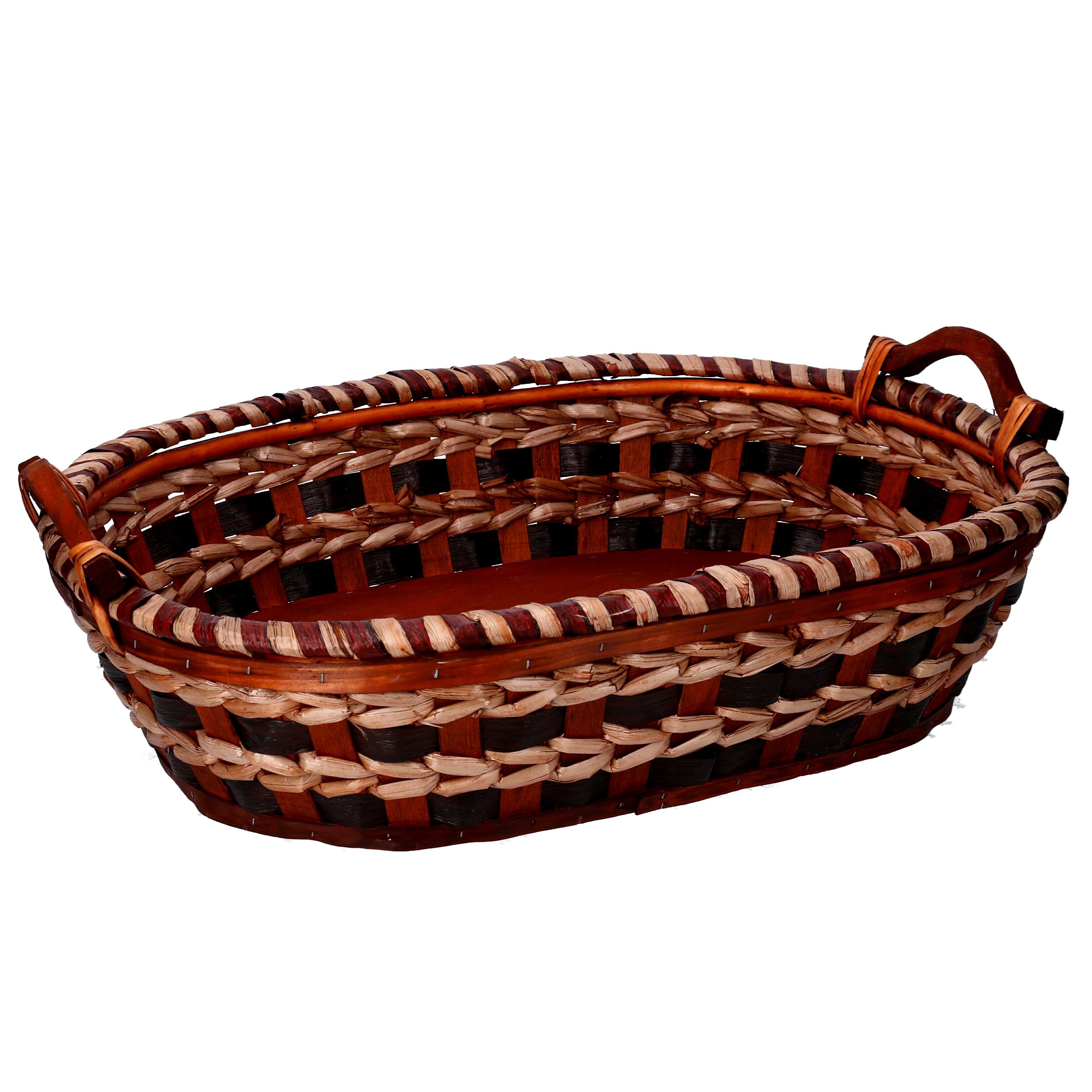 Image of Cesta in Vimini intreccio crema noce ovale cm 55x43xh13
