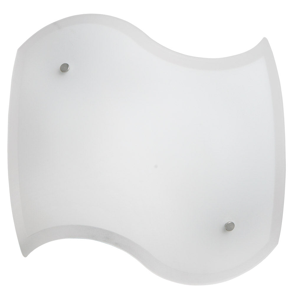 Image of Plafoniera 2xE27 Finali Cromo Vetro Lastra Bianco E-Energy Elda