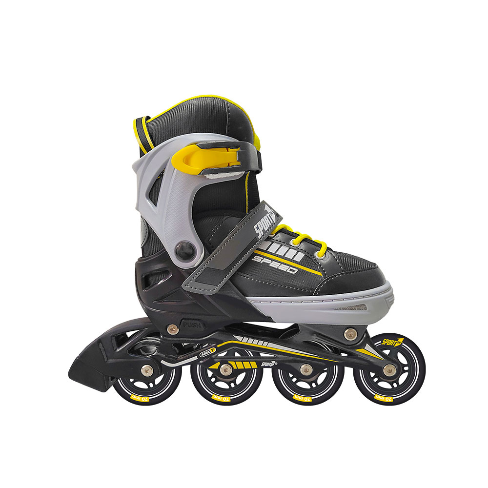 Pattini in Linea Roller Misura Regolabile 31-34 Freno a Tampone Nero e Grigio   