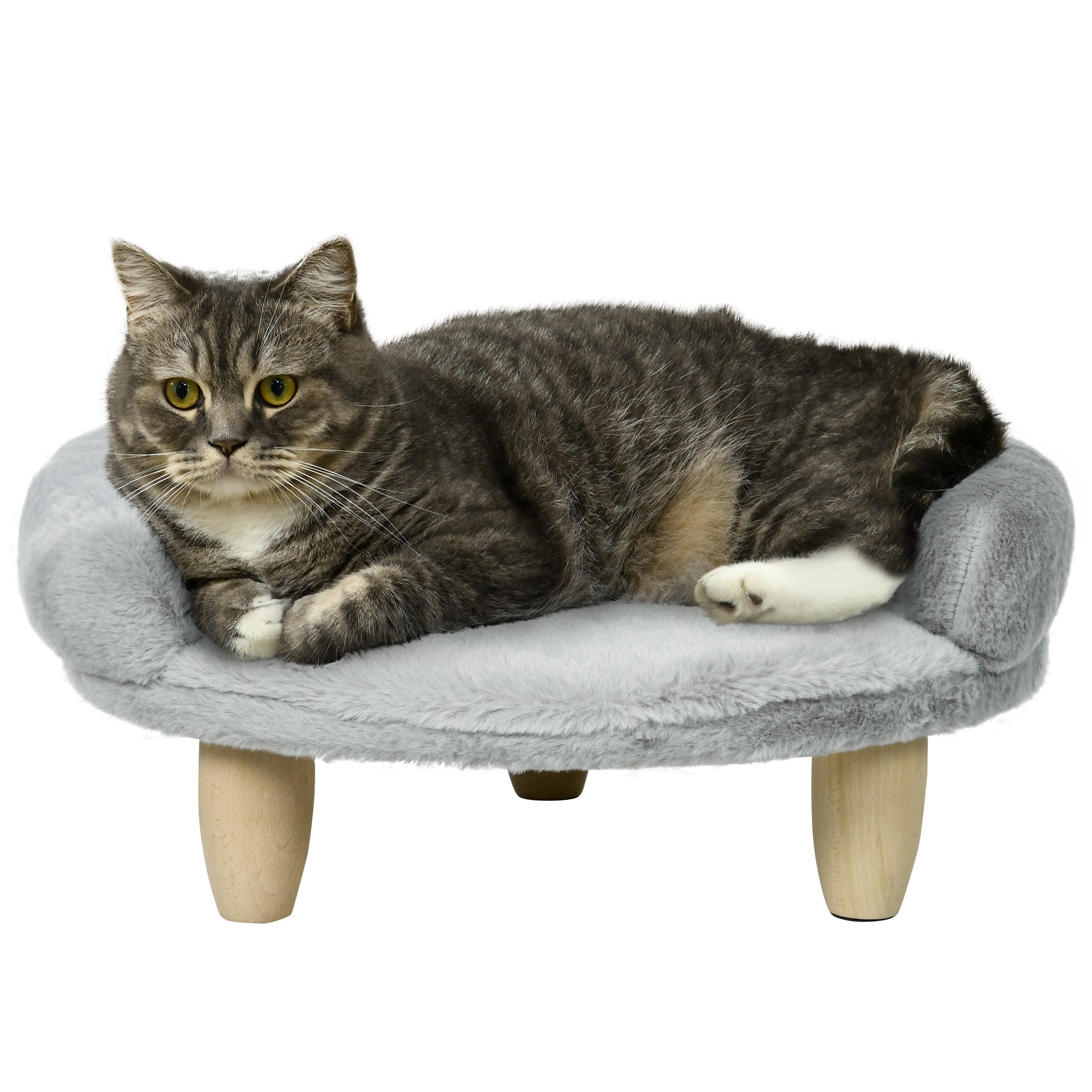 Cuccia Divanetto per Cani e Gatti 47x40x20 cm Sfoderabile in Peluche Grigio